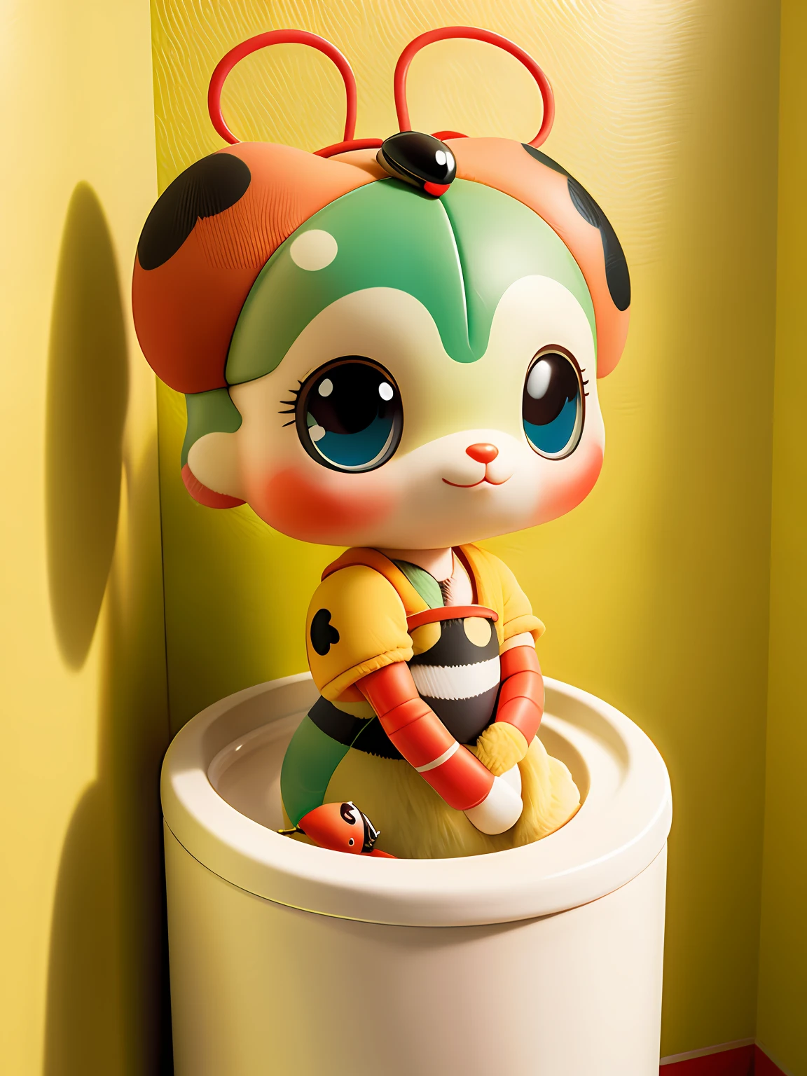 Cute insect like ladybug in a high definition bathroom . filme infantil animal fofinho