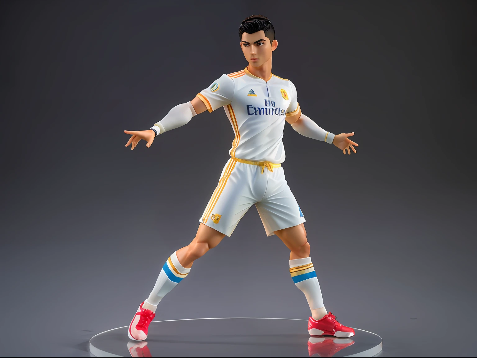 (masterpiece, best quality) cristiano ronaldo, 3d, figures, toy figures, white background, toys, full body, full shot, full figures