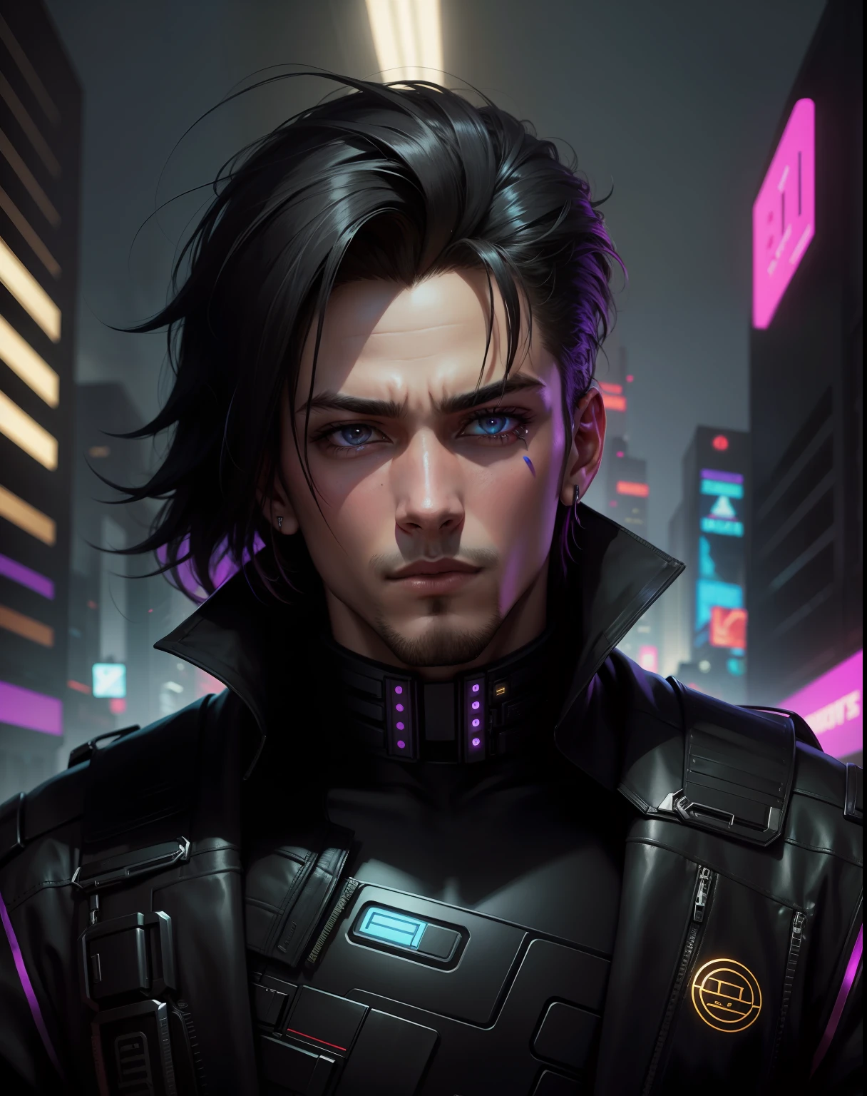 Change background cyberpunk handsome boy