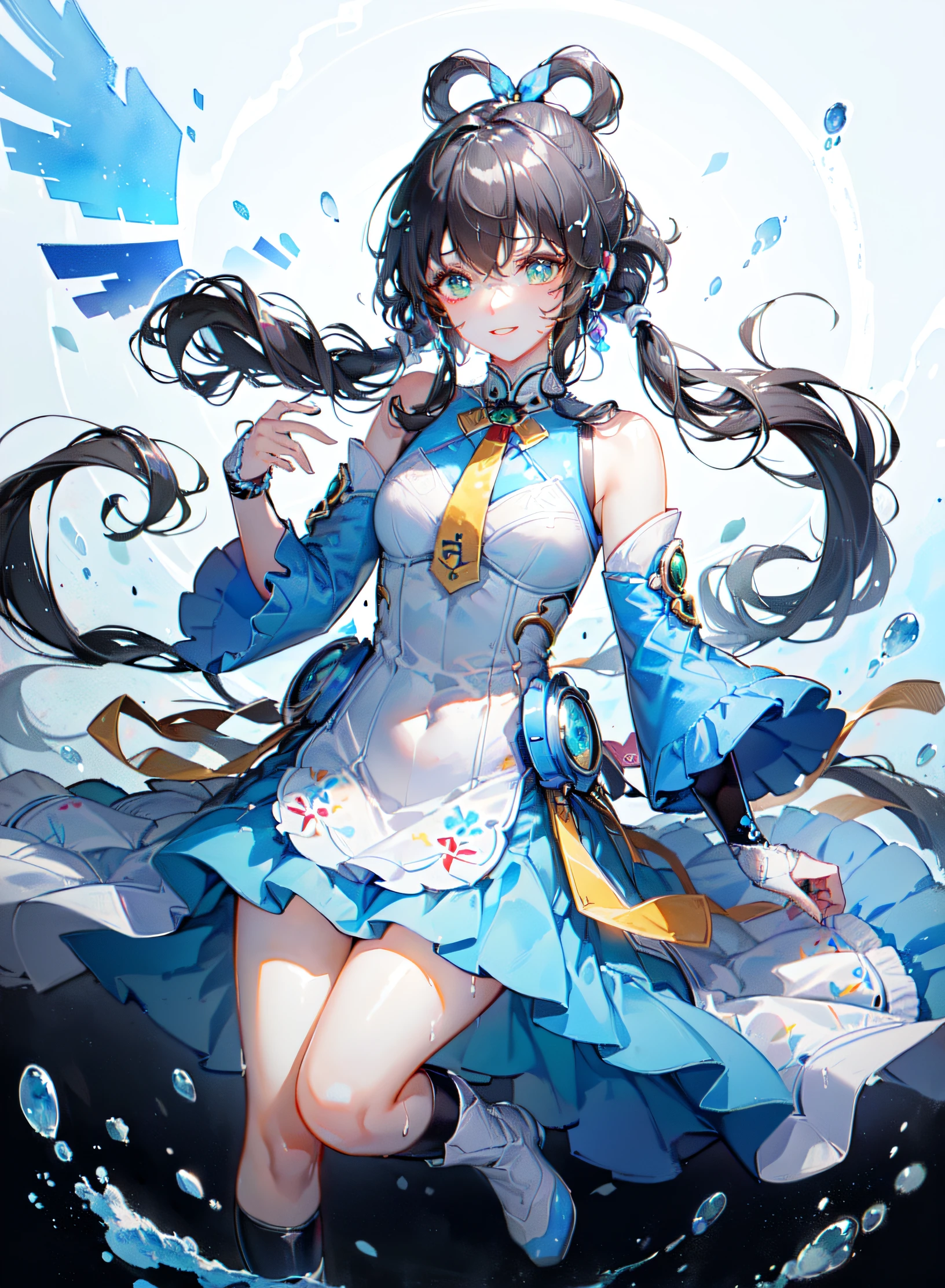 full body, (((((best detailed girl))))), (((1girl))), ((((black hair)))), (solo), ((extremelydetailed)), ((detailed face)), ((((ink painting)))), illustration, ((Chinese ink painting)), (((masterpiece))), (((best quality))), ((((Ink dyeing)))), (((Watercolor))), ((Chinese Brush Painting)), (((extremely delicate and beautiful girls)))), ultra-detailed, (((beautiful detailed eyes))), (cheongsam), (Chinese style),((red ink)), smile, ink background, long hair, beautifuldetailedeyes, beautifuldetailedhair, petals, (((soaked))), ((((floating hair)))) ,(((The character is in the center of the frame))),(((flowing)))
luotianyi (koushiki), very long blue dress