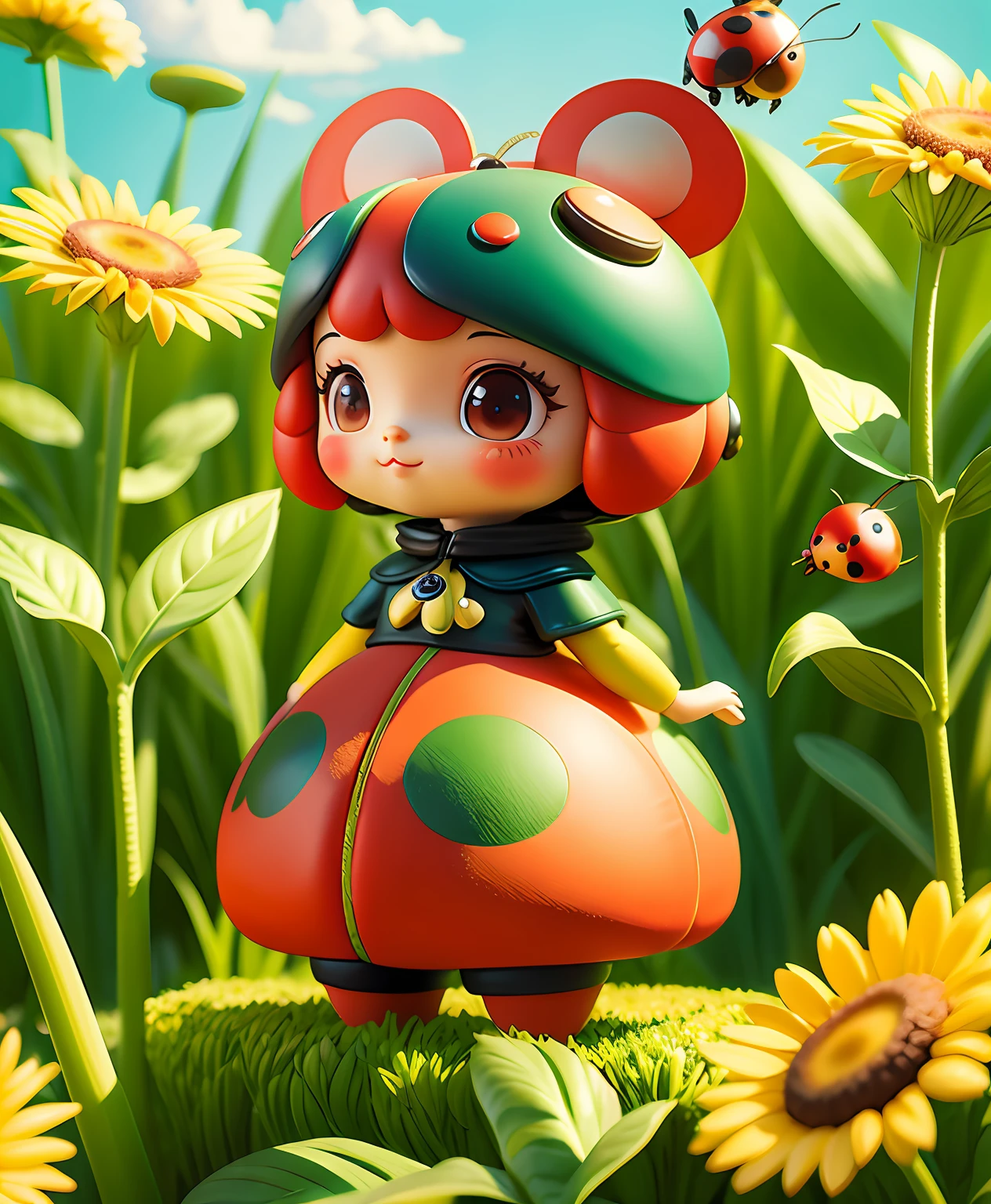 Cute insect as ladybug in a high definition garden . filme infantil animal fofinho