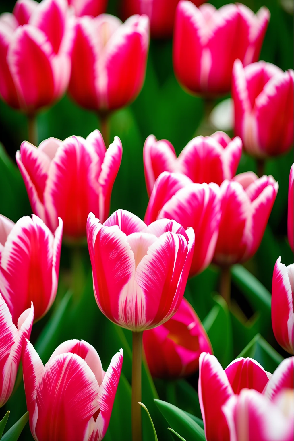 tulip pattern, cores vibantes, Fundo rosa
