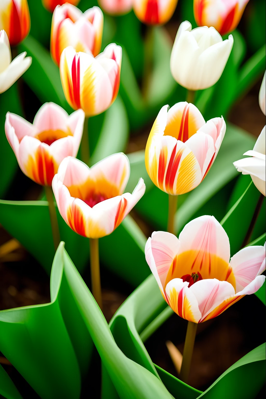 tulip pattern, cores vibantes, Fundo rosa