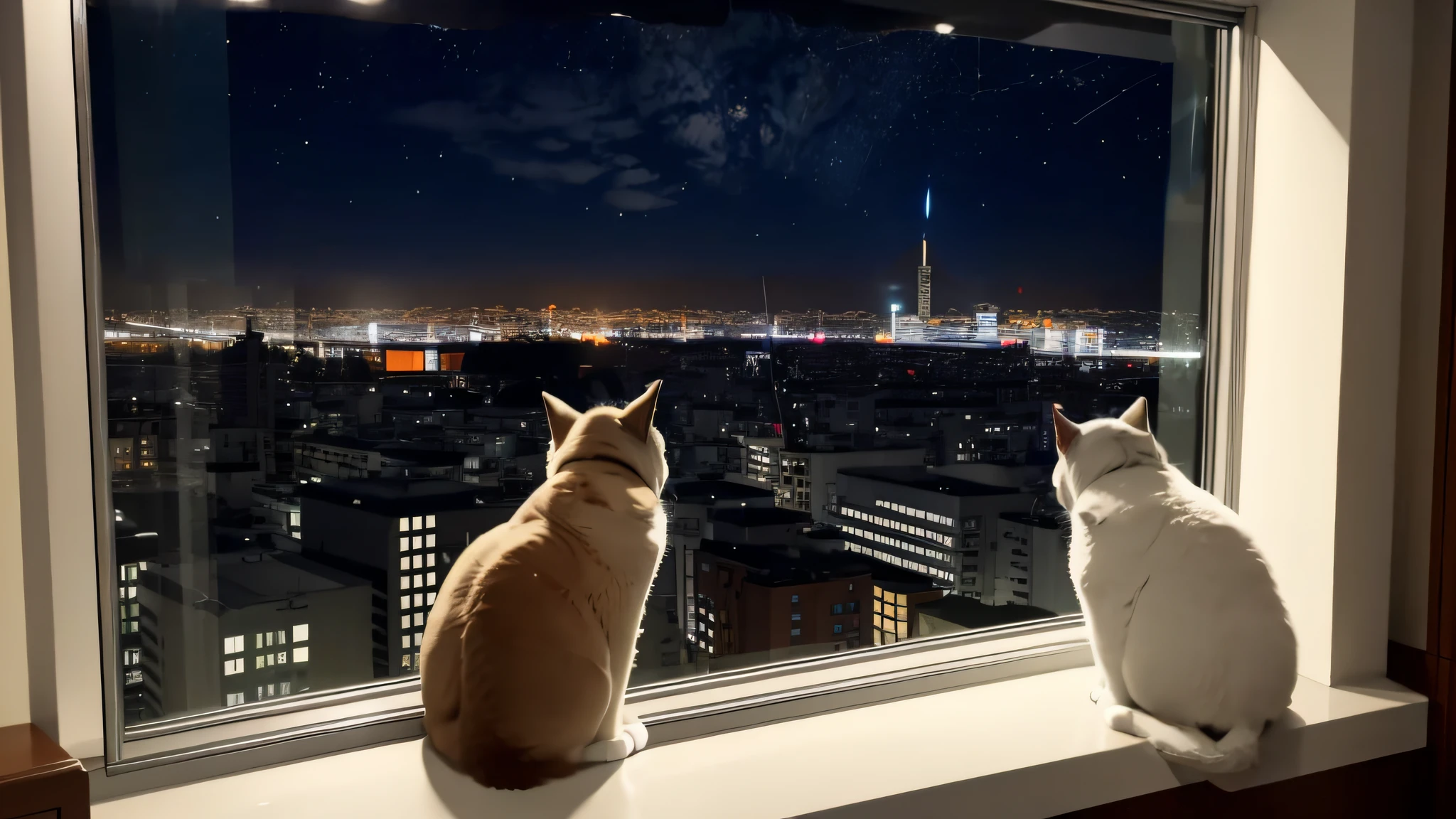 Cat hair is supple，The tail is vertically downward，Sky stars、Stars