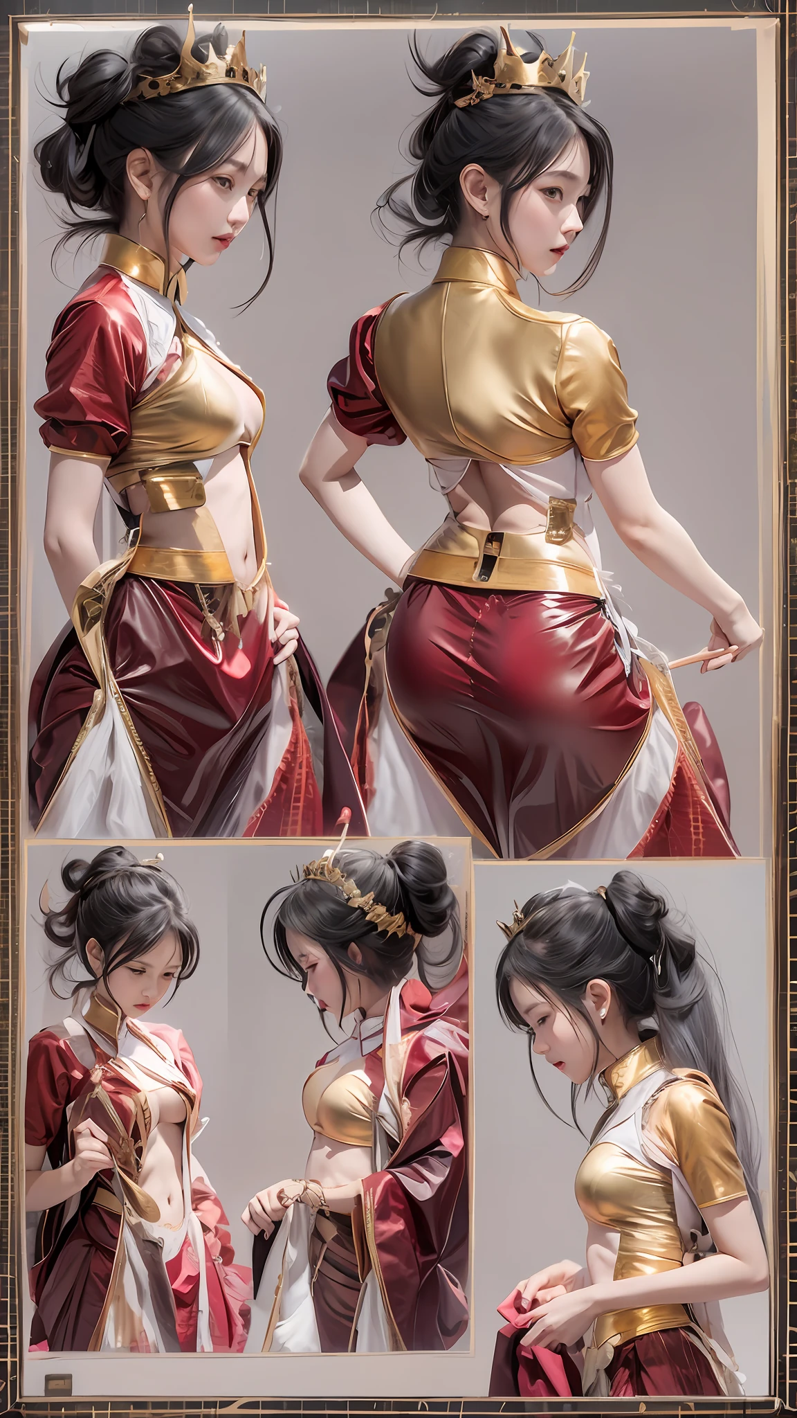 wet lands,(tmasterpiece,k hd,hyper HD,16k)brunette color hair,15 year old girl,Multi-layer gauze skirt,Hollow gold thread crown jade setting,Rouge lips,Cherry mouth,Focus on the neckline,Soft hair like slippery silk,Sparkling,Almost reluctant to look away,She wears a suspender cheongsam!Imagine that,She just wore a cheongsam to the bustling big castle,One can't help but want to take a closer look,Take a closer look, desi,Her belly pocket is quite stylish,The skirt flutters in the wind,It's like adding a touch of energy to the whole street,Crocodile skin train,A sneak peek angle,(From the angle below),Sit in the seat of the monitor lizard,sitting in front,Zoom camera,head portrait,Head down and sleepy-eyed,Look at the ground, best qualtiy, hyper HD, (realisticlying:1.4),, A high resolution, the detail, RAW photogr, Sharp Re, Nikon D850 Film Stock Photo by Jefferies Lee 4 Kodak Portra 400 Camera F1.6 shots, Rich colors, ultra-realistic vivid textures, Dramatic lighting, Unreal Engine Art Station Trend, cinestir 800,