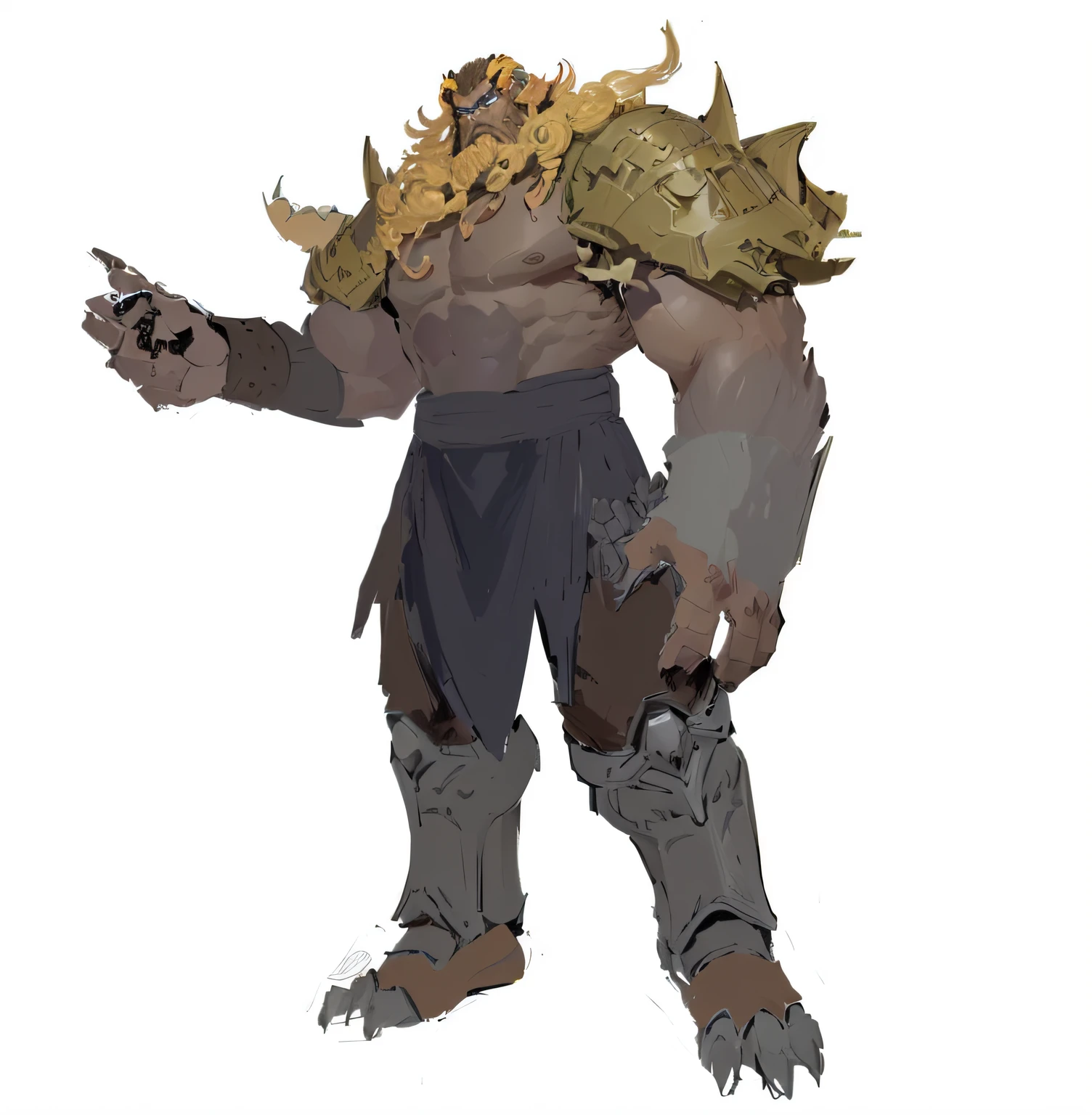 Cartoon close-up of a burly man, dnd goliath character concept, goron brute, as an ugly titan, full body concept, Balrog concept art, a massive celestial giant god, detailed full-body concept, detailed full body concept art, unrealistic character concept, muscled humanoid balrog demon, beastman concept, monster concept art