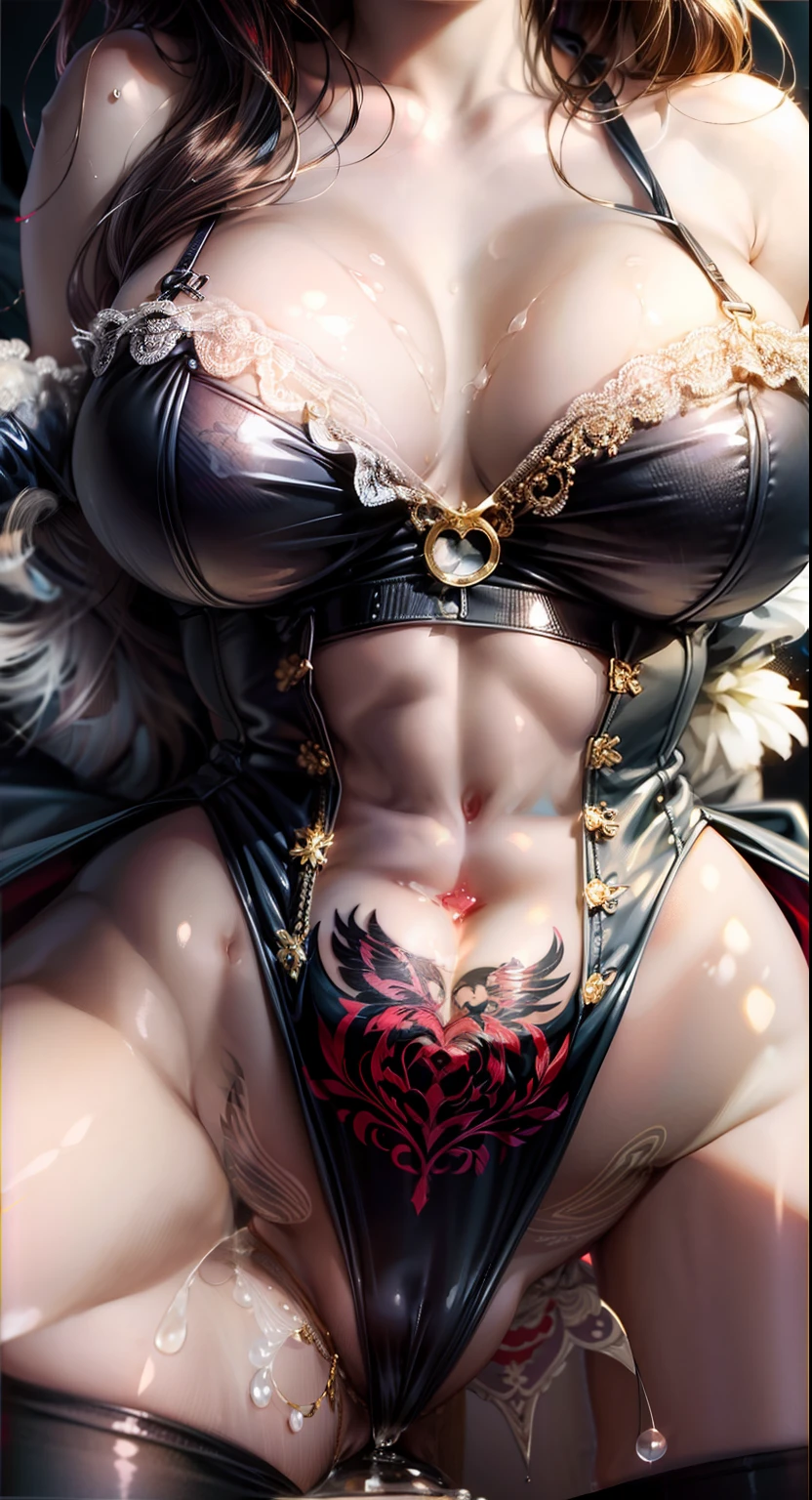 Sexy woman with lower body facing screen,Buttocks close up,Black color hair,Love Hotel,Raised sexy,busty figure,Wet all over,White liquid,Red-faced,stage light,Ultra-clear,Full of charm,tmasterpiece,high detal,Sex tattoos,abdominals tattoo,look from down,High gloss,huge tit,areola of breast,big white legs,clothes 99%The kinky is exposed,Sexual openness,Barefoot,Breast patches,spread their legs,a matural female,succubi,Thick thighs,angry look,Gloomy face