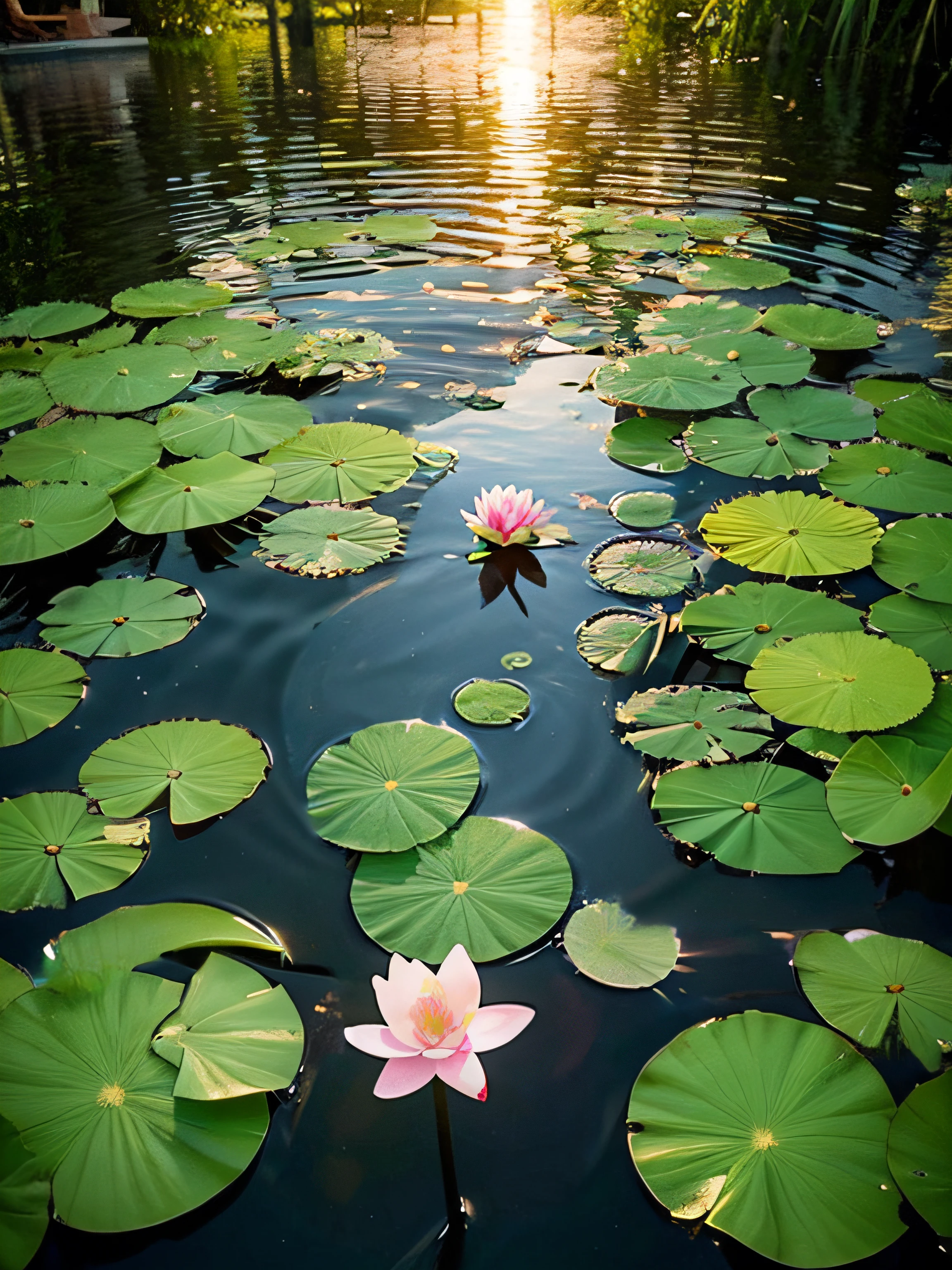 water lilies，Eau，inverted image
