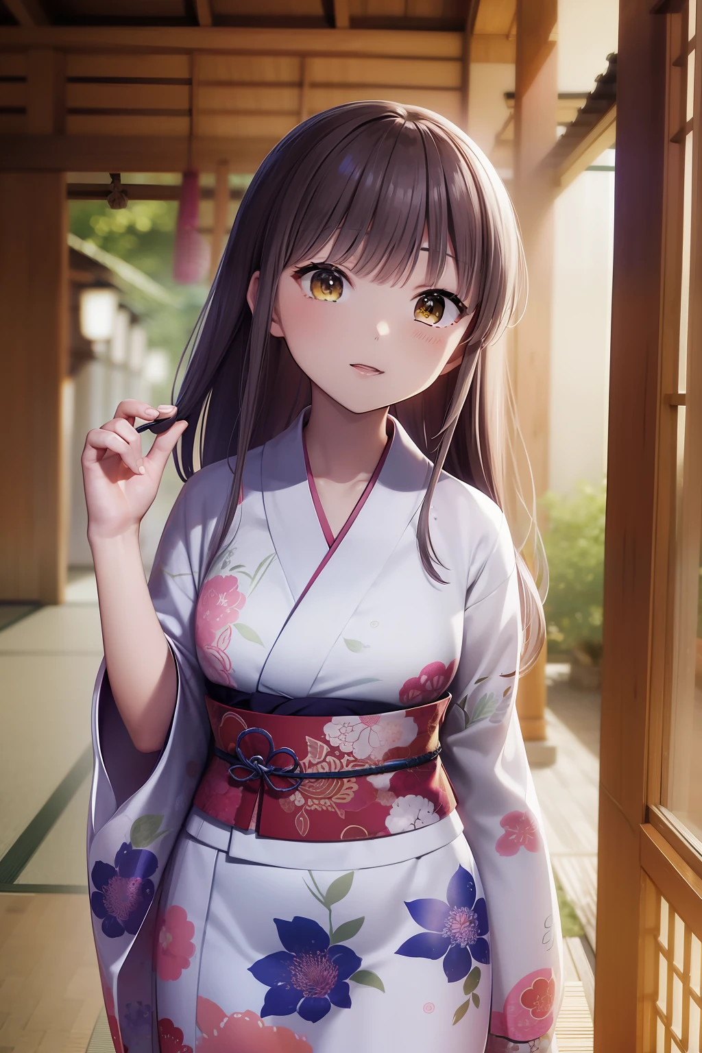 Japan Anime、Tanabata、Yukata girls、20yr old、Muska、bamboo grass、veranda