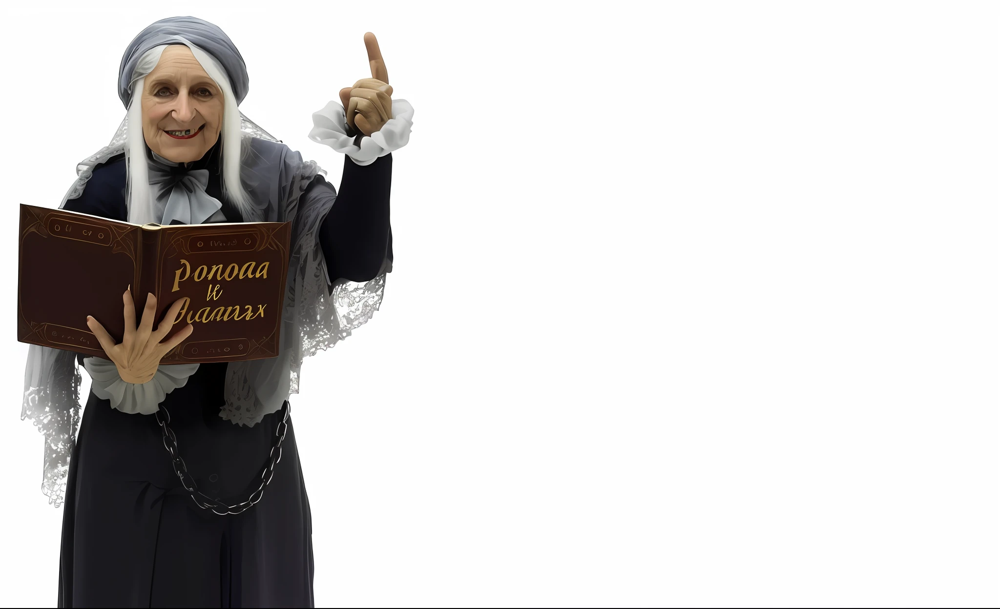 Velha com um manto preto segurando um livro antigo e apontando para ele, Uma freira malvada, granny weatherwax, A senhora deputada duvida que seja bruxa, Vampiros Agora, McFarlane, Captura de tela ampla, Sotn, fundo liso, imagem de alta qualidade, morte feminina segurando um coquetel, inspirado em Pietro Longhi, agora, bruxa pagando por seus pecados