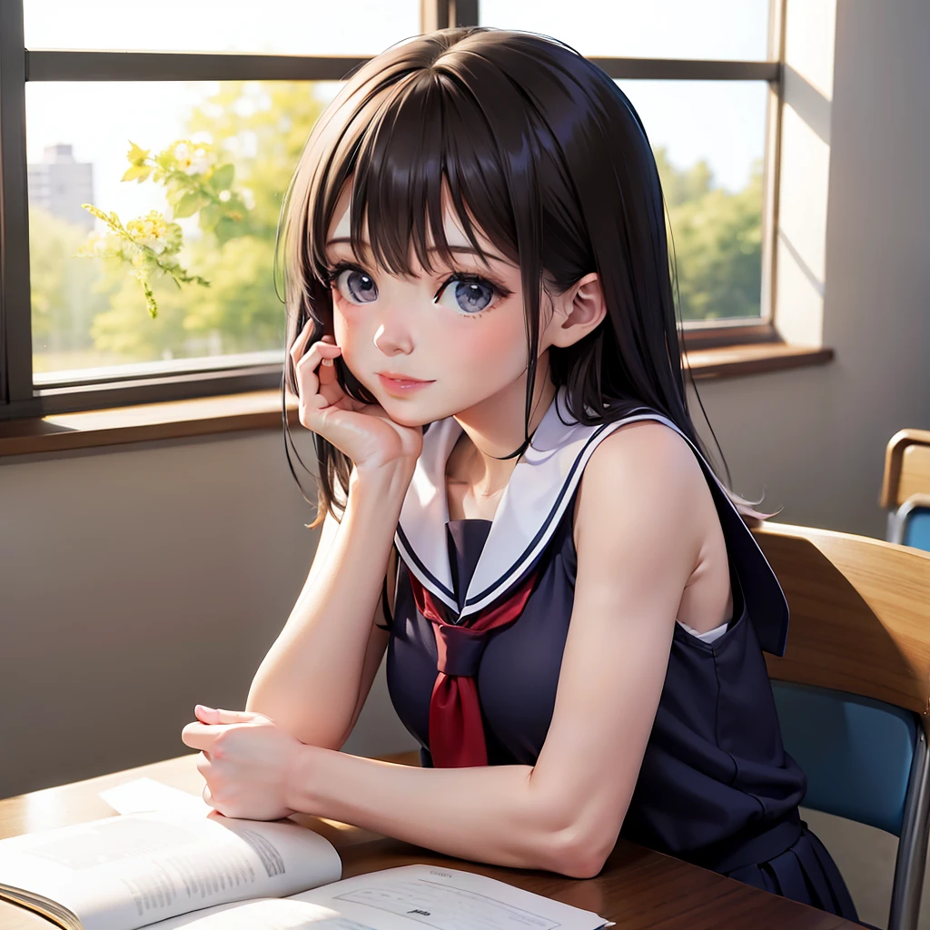 sleeveless,school girl