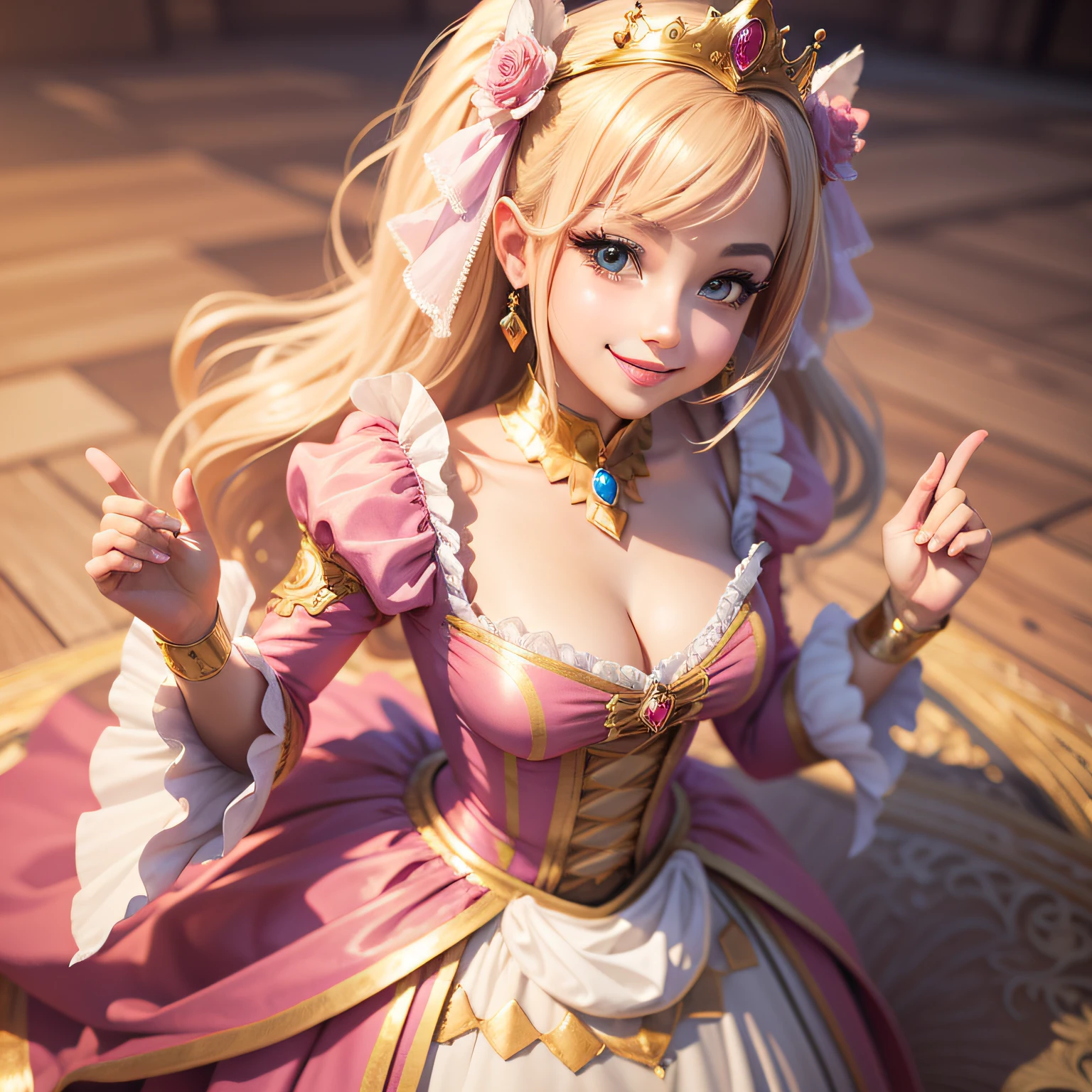 Beautiful Girl, Princess costume, Pretty smile, 3D style drawing