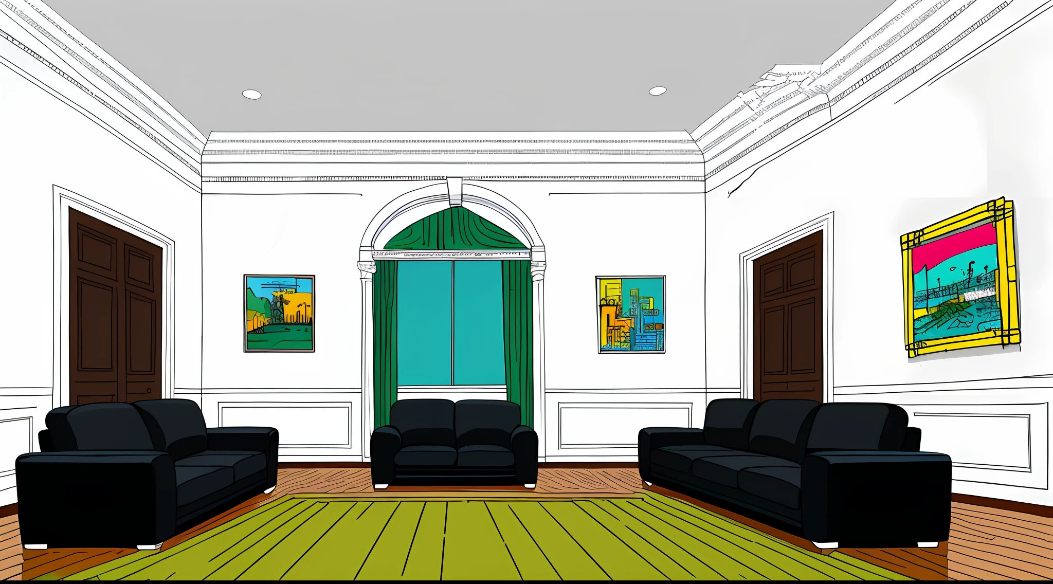 living room interior，White walls， 8K， hyper HD， tmasterpiece， highest  quality