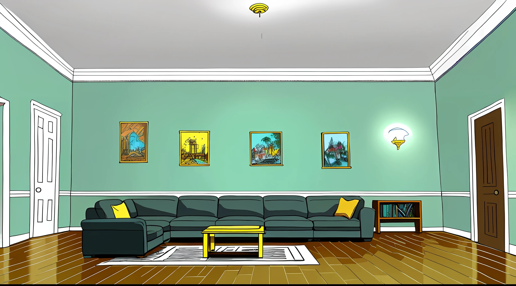 living room interior,White walls, 8K, hyper HD, tmasterpiece, highest quality