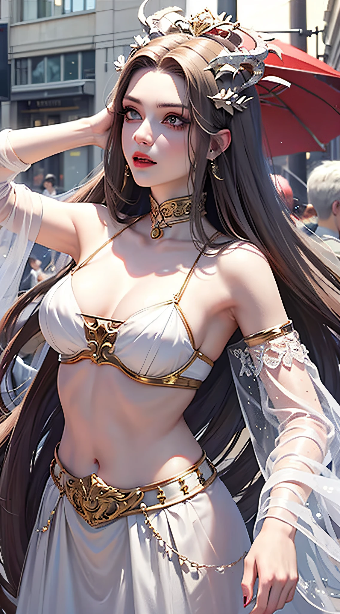 Meat makeup,Queen Medusa,White theme,a white long skirt,gossamer