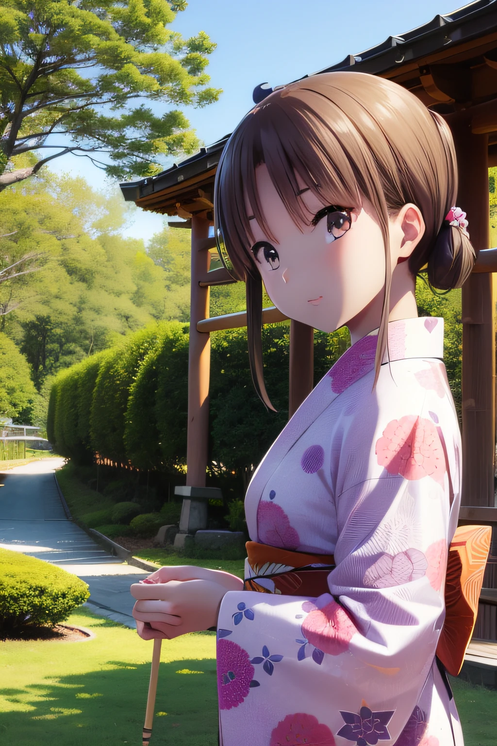 Japan Anime、Tanabata、Yukata girls、20yr old、Muska、bamboo grass、veranda、