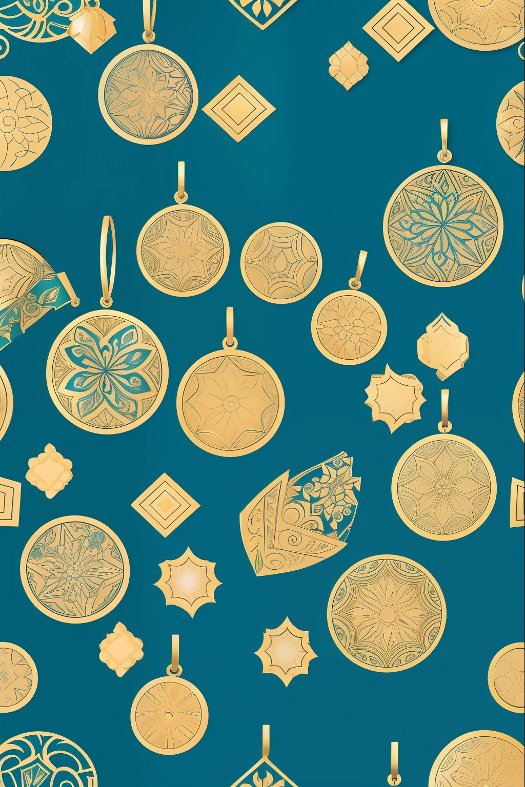 jewelry pattern, cores vibantes, Fundo azul escuro