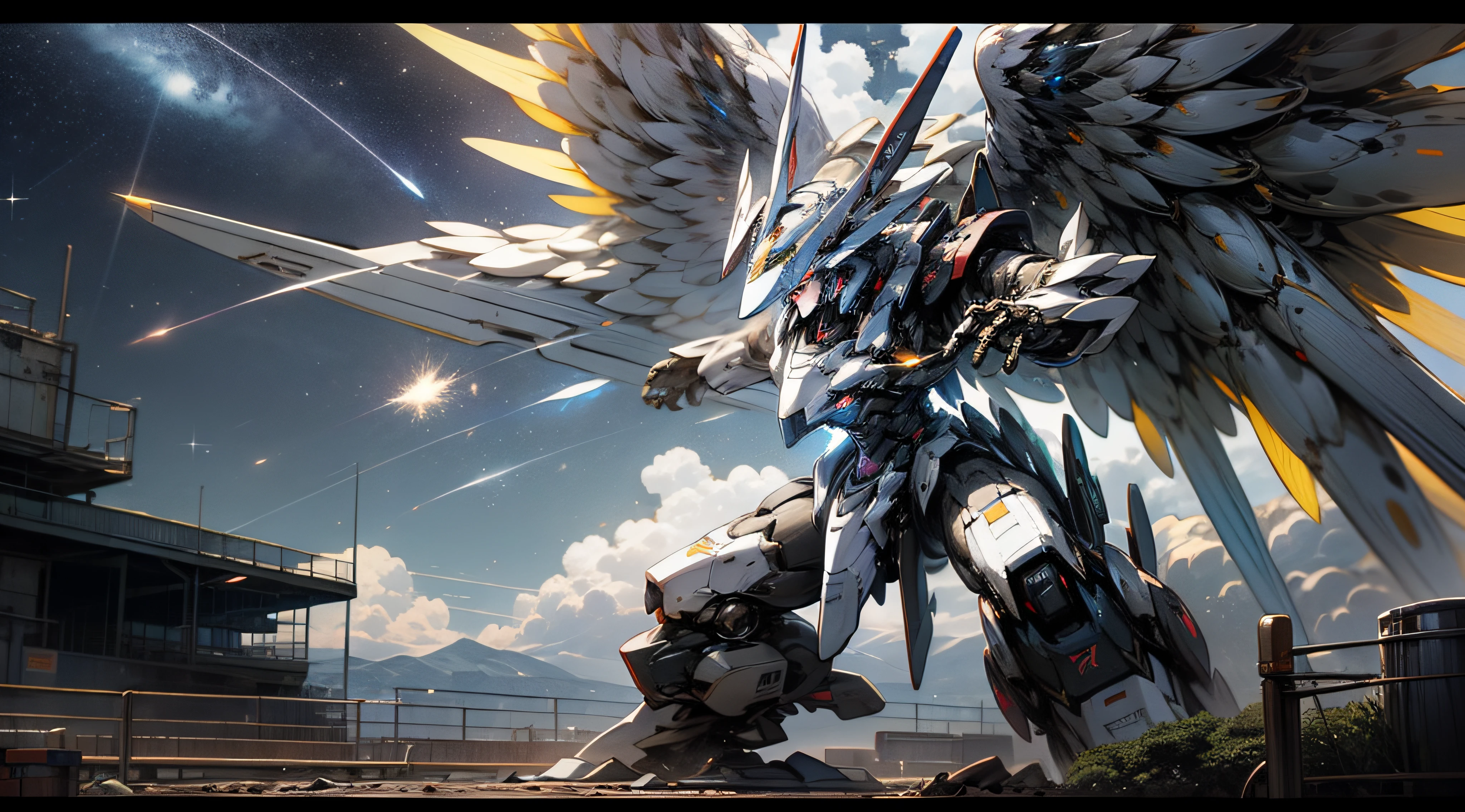 giant mecha robot,Wings,Skysky,starrysky,Technologie
