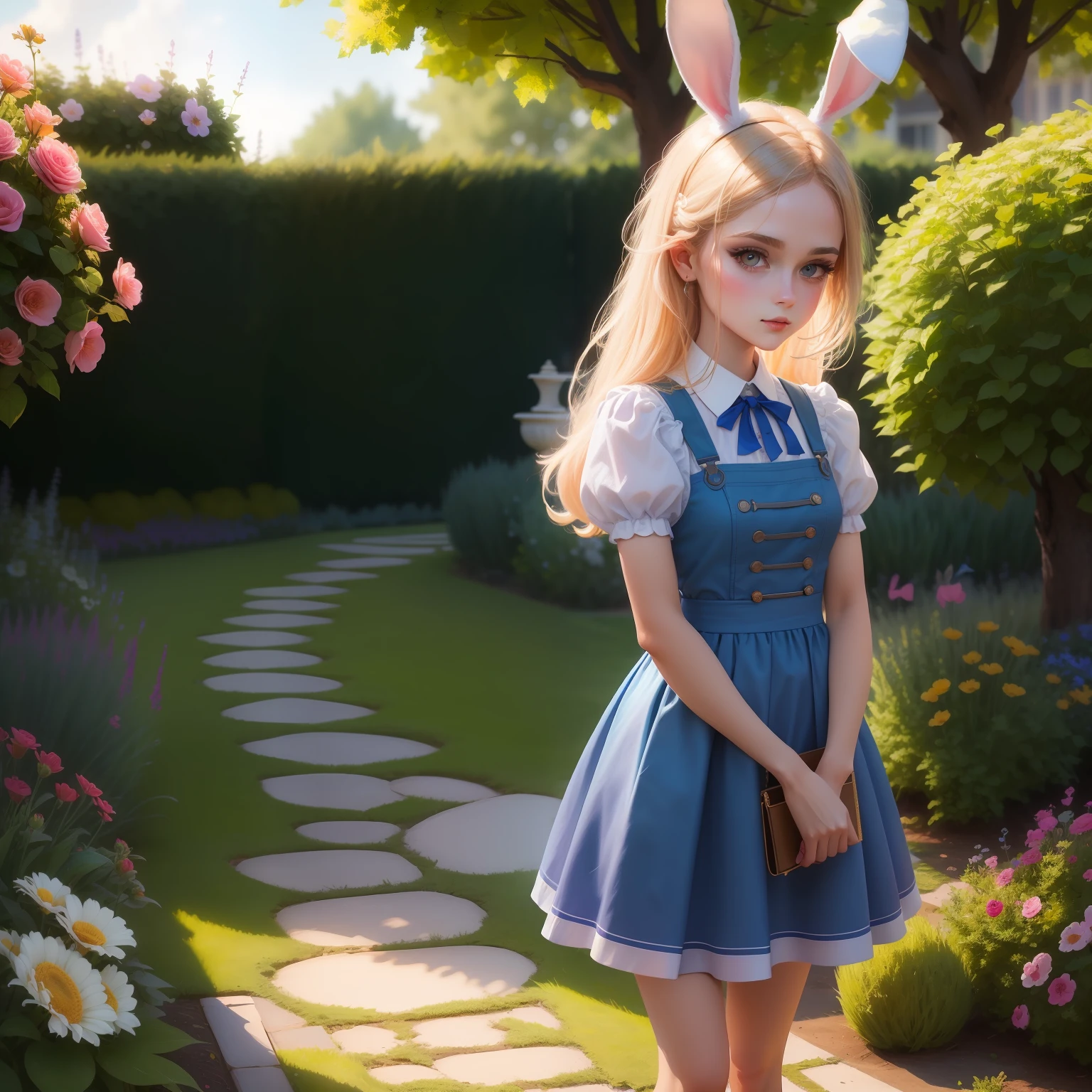 bunny, Blurring, bunny, florals, naturey, no_humans, depth of fields, TO8 Contrast Style, DARK_Glam, Wearing DRK_Glam, deep-shadows, (murky: 1.4), (8k, RAW Photography, top-quality, ​masterpiece: 1.2　illustratio
