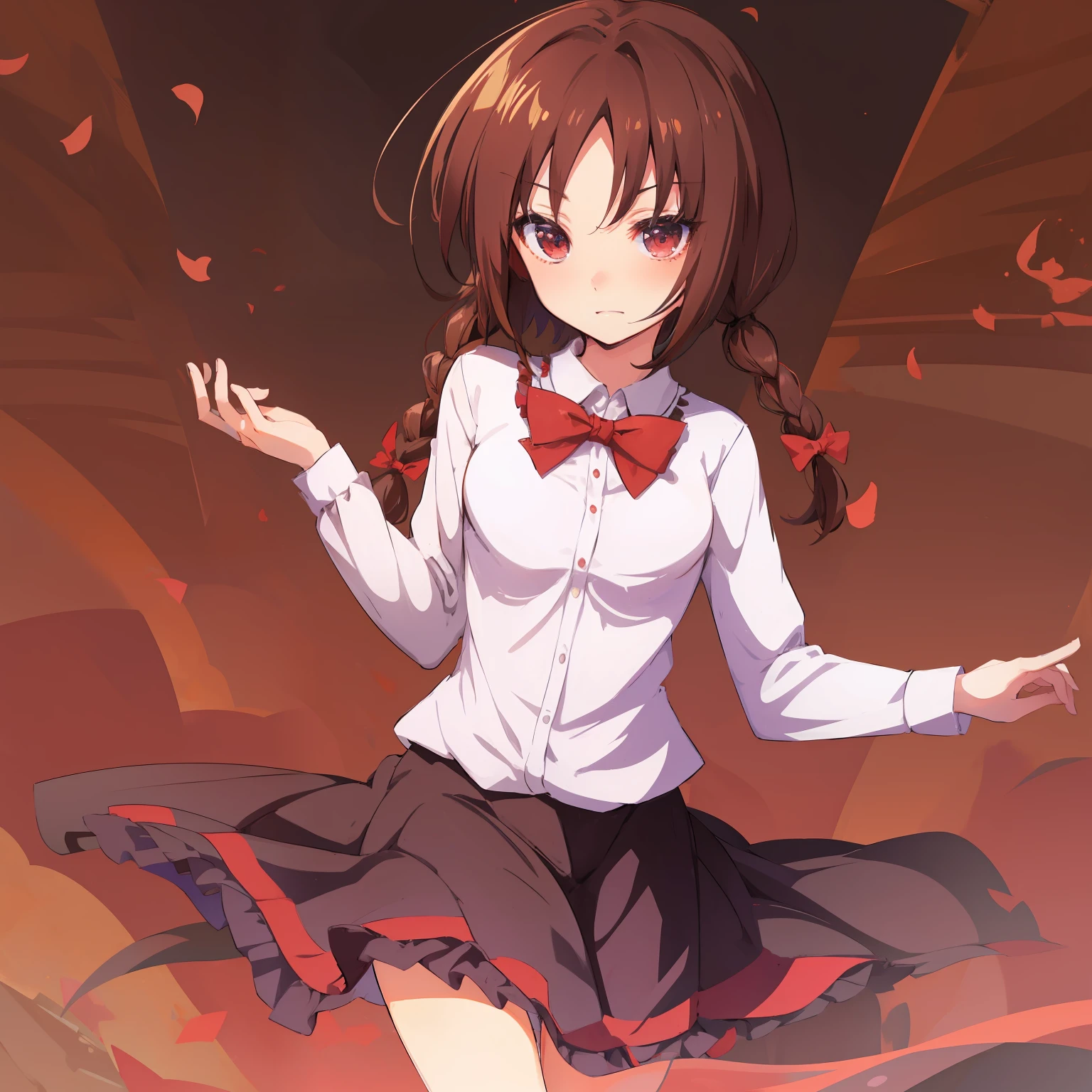 masutepiece, Fine detail, 4K, 8K, 12K, Solo, Solo, Beautiful Girl, caucasian female, Touhou Project, rikka, Brown hair, Lori, Small breasts, school background