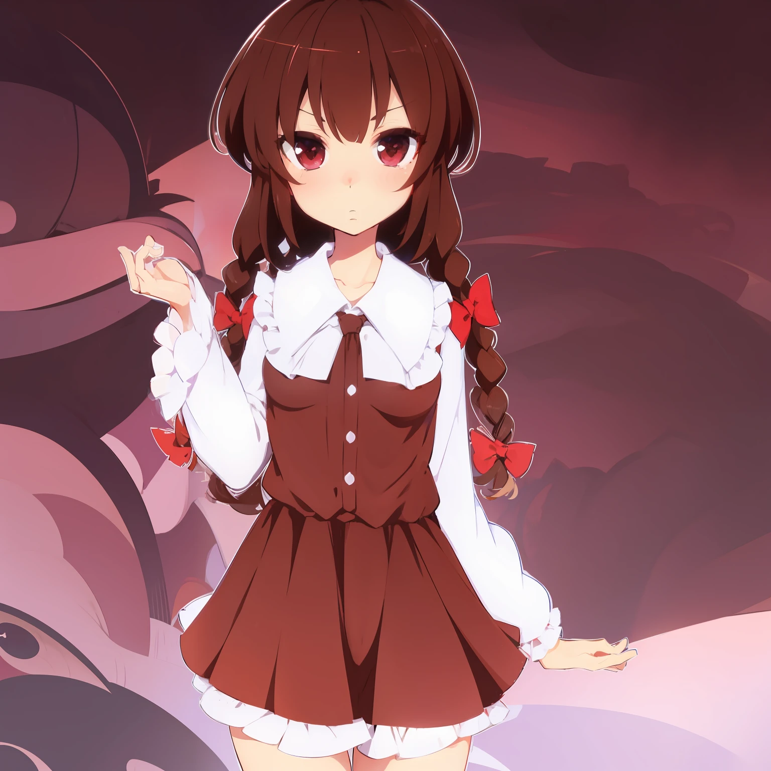 masutepiece, Fine detail, 4K, 8K, 12K, Solo, Solo, Beautiful Girl, caucasian female, Touhou Project, rikka, Brown hair, Lori, Small breasts, school background