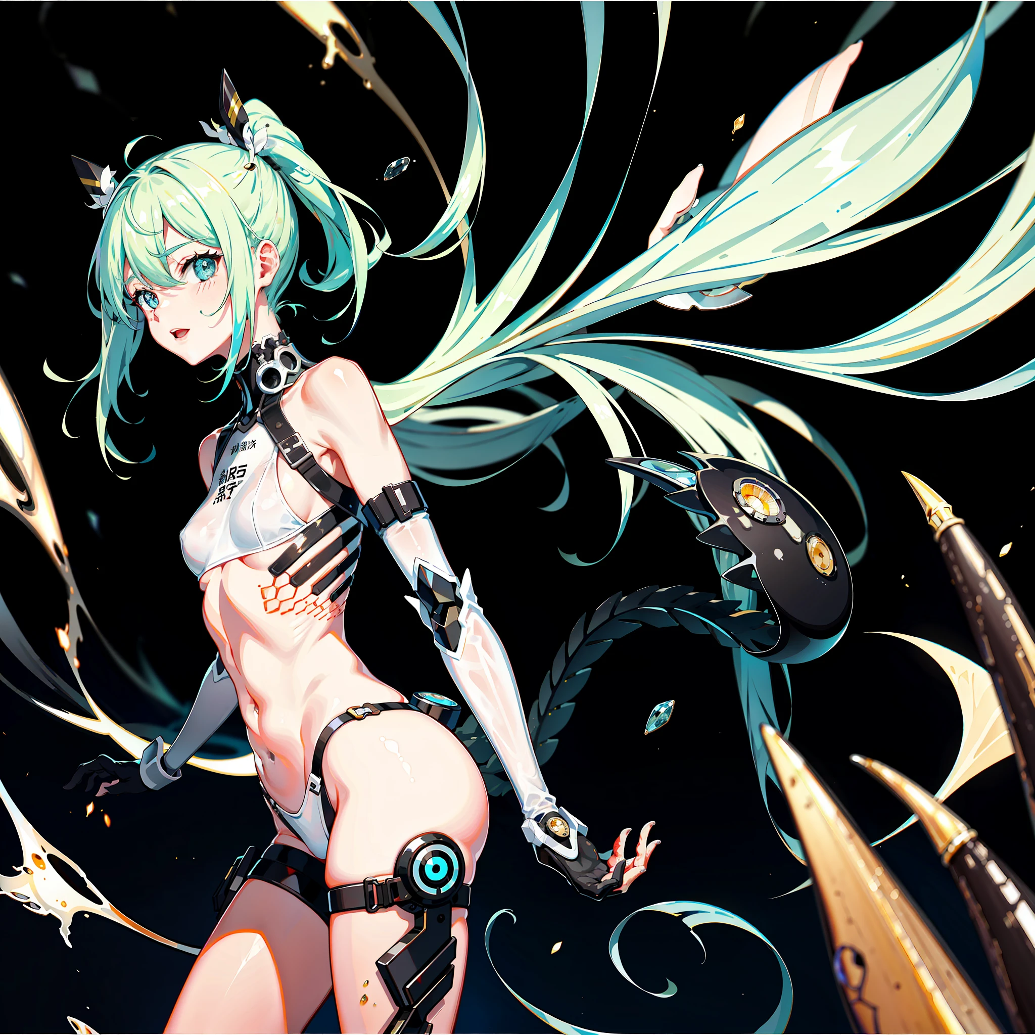 Best quality, High_Resolution.Parasites for girls_Mecha ,Dirty, Peeled skin, Guro,Peeled skin。High ponytail。transparent panty。