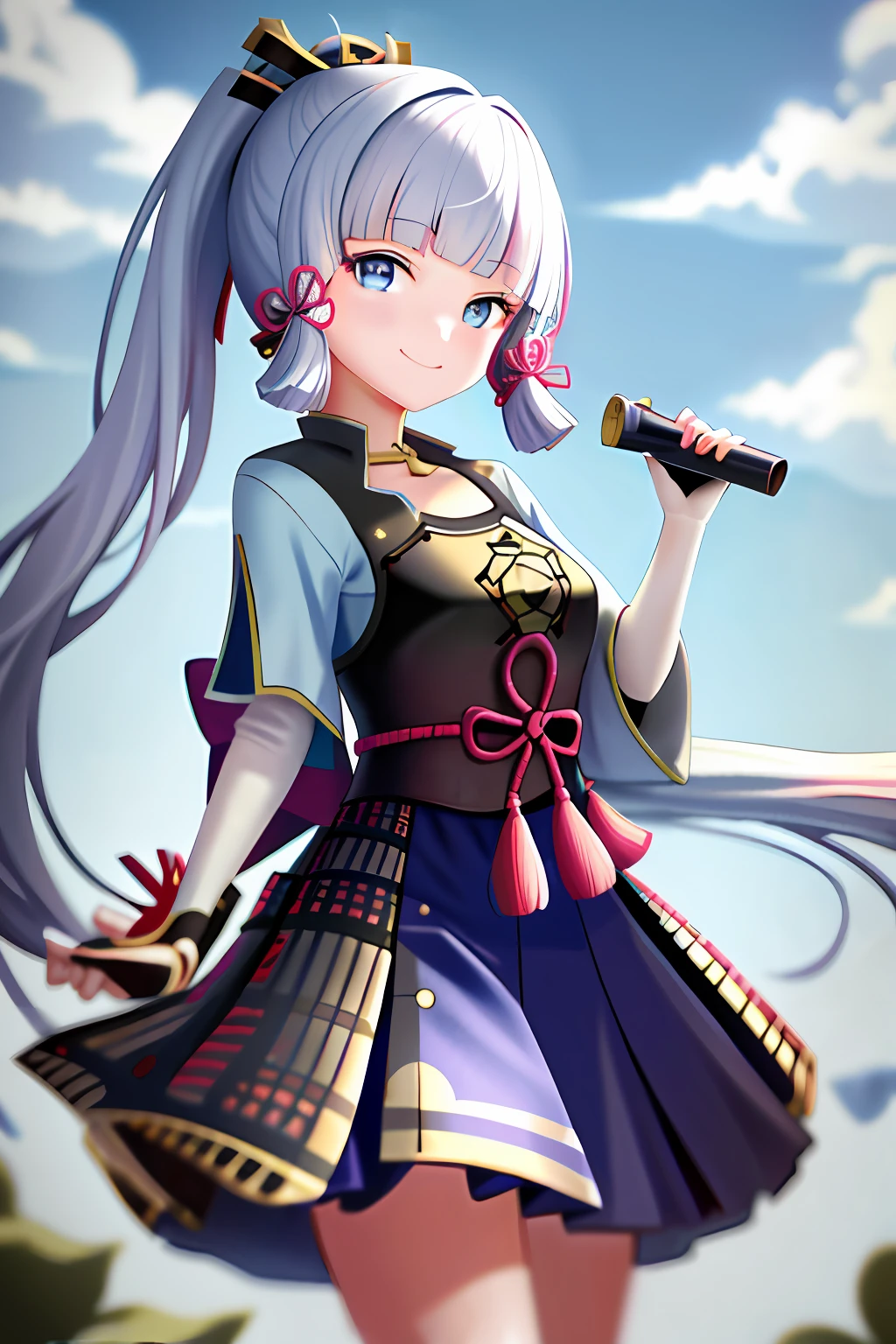 masterpiece, highres, best quality, 1girl solo, kamisato_ayaka, smile, kimono