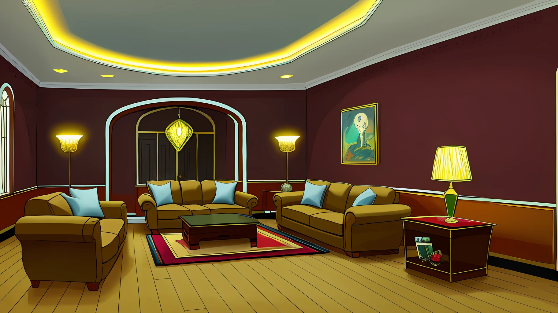 living room interior，  8K， hyper HD， tmasterpiece， highest  quality