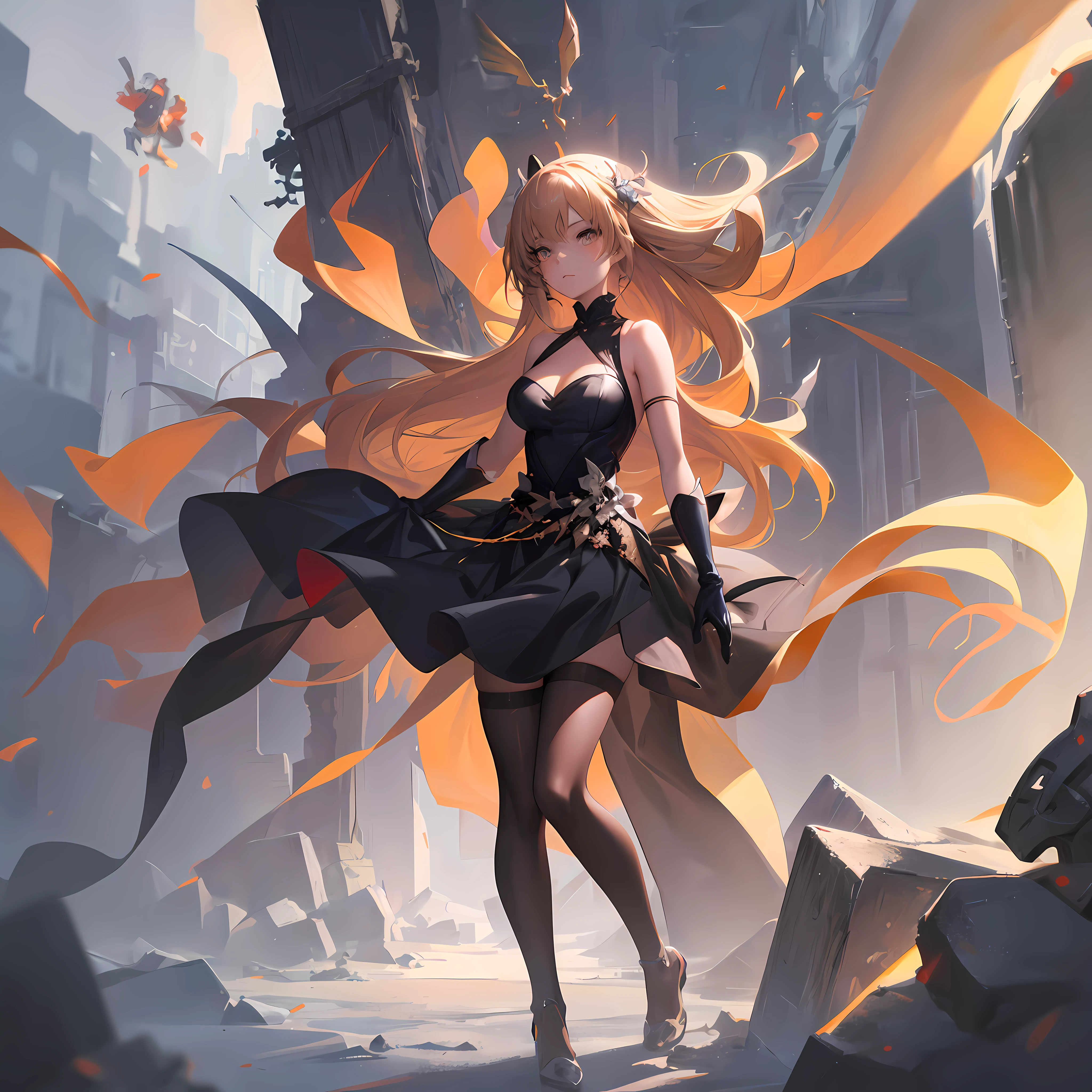 Anime girl in black dress with long hair and black gloves, Anime girl wearing black dress, in dress, seductive anime girls, cute anime waifu in a nice dress, beautiful and seductive anime woman, Extremely detailed Artgerm, Art germ. anime illustration, Guweiz in Pixiv ArtStation, Art germ on ArtStation Pixiv