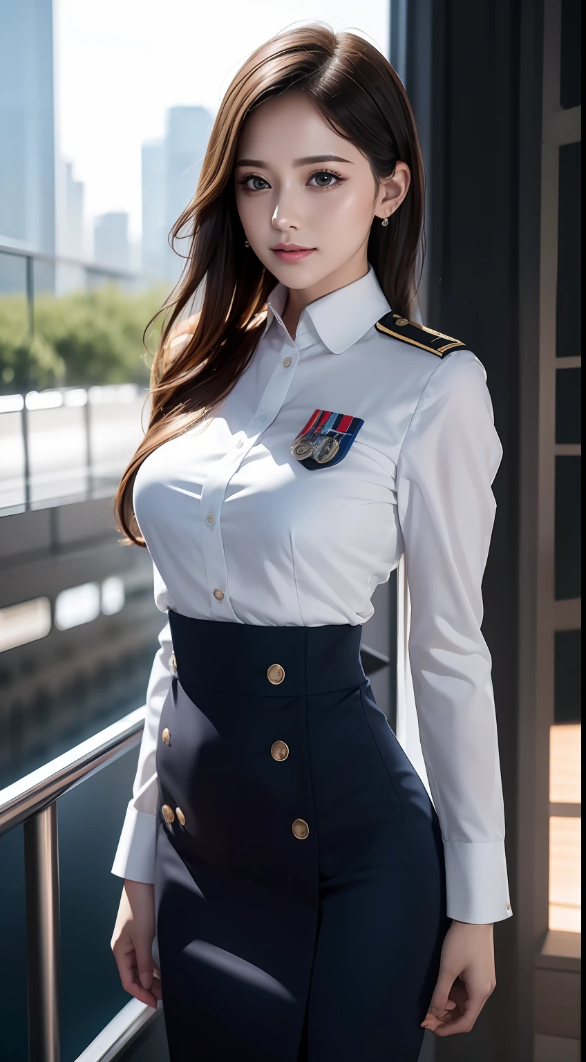 （RAW photos，HighestQuali），Full body like，The uniform of a flight attendant，（realisticlying，realisticlying：1.3），HighestQuali，tmasterpiece，Very fine and beautiful，highly  detailed，CG，unified，2k wallpaper，Wonderful，beautifuldetails，tmasterpiece，（dynamicposes)，HighestQuali，Extremely detailed Cg Unity 8K wallpaper，，