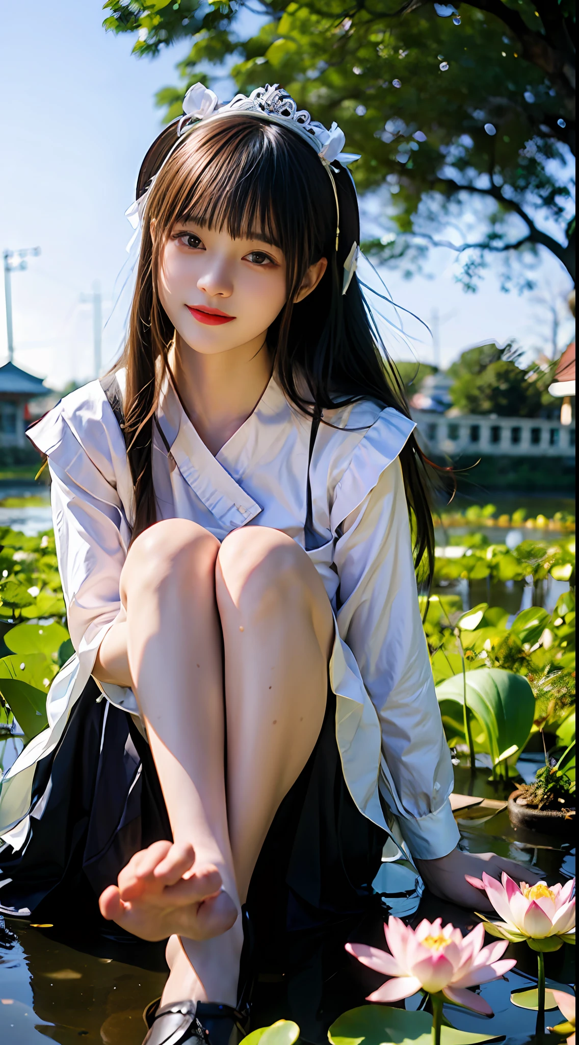 Princess of Tiangong、Dazzling light、maid、lotus pond