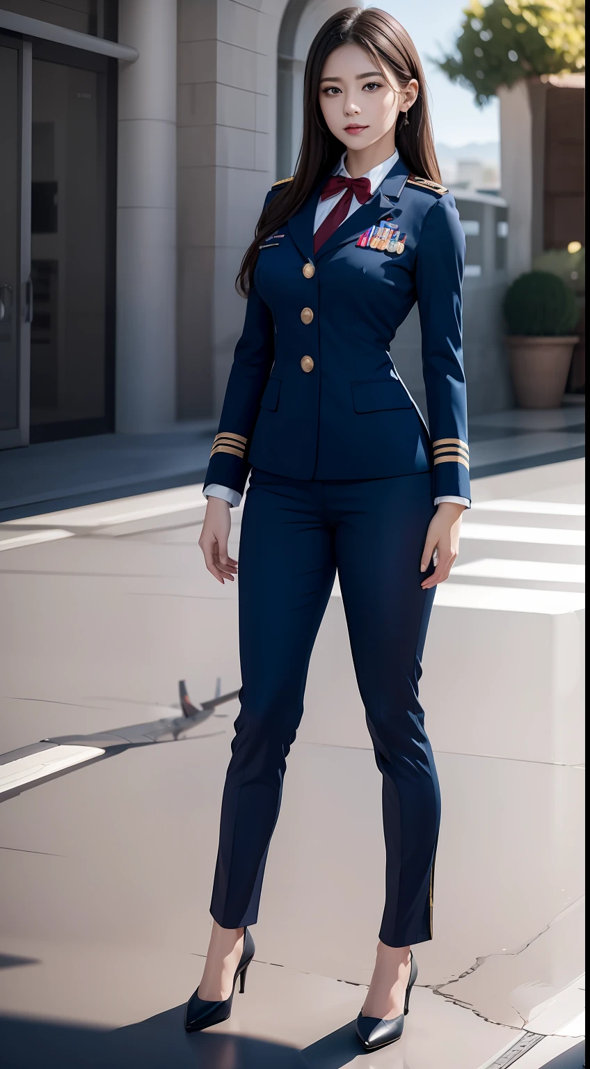 （RAW photos，HighestQuali），（dynamicposes)，Full body like，The uniform of a flight attendant，（realisticlying，realisticlying：1.3），HighestQuali，tmasterpiece，Very fine and beautiful，highly  detailed，CG，unified，2k wallpaper，Wonderful，beautifuldetails，tmasterpiece，HighestQuali，Extremely detailed Cg Unity 8K wallpaper，，