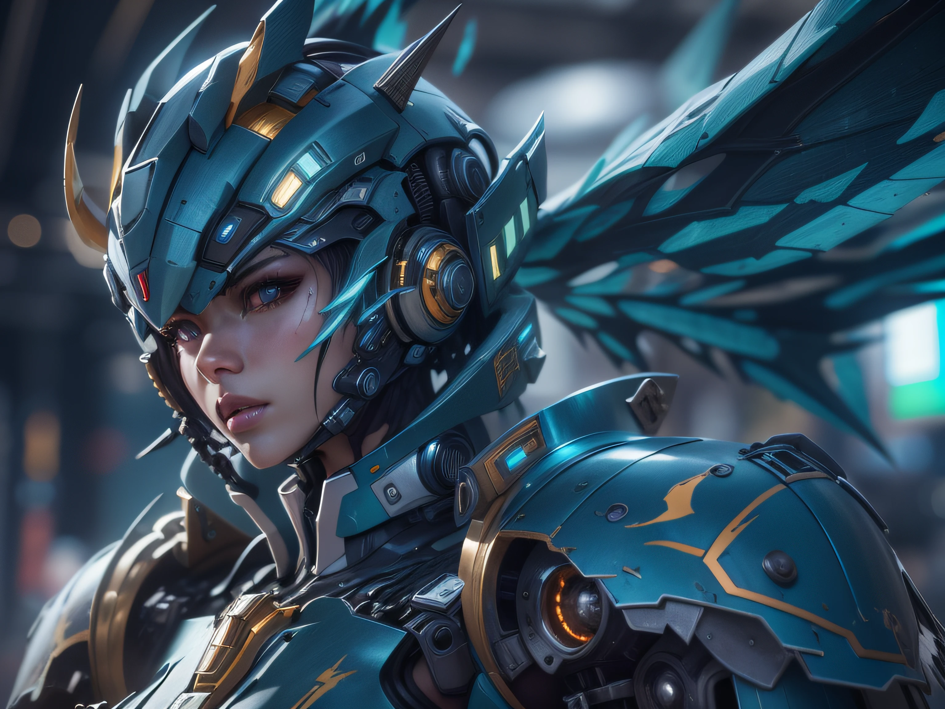 Highest image quality,Outstanding details,超高分辨率,(Fidelity:1.4), Favor the details,closeup cleavage,The background is a scene of a cosmic celestial body,High-tech dragon knight mech,He has a delicate and beautiful face,((Blue-white flying semi-mechanical fuselage:1.8)),high-tech weapon,Raised sexy,frontage,cyber punk perssonage,Futuristic,mechanically aesthetic,Virtual Engine 5,Perfect detail rendering,rendering by octane,hyper HD