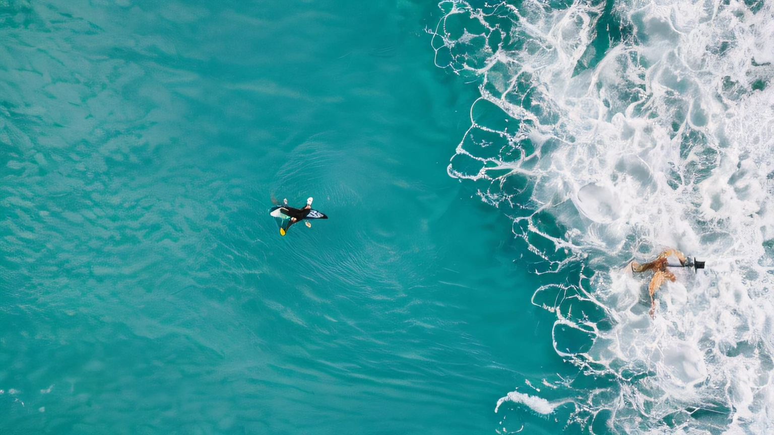 Surfers ride the waves in the ocean on a surfboard, drone photography, Surf photography, floating on the ocean, flying over the ocean, From above, standing on surfboards, unsplash contest winning photo, taking from above, drone photograph, surfing, floating in the ocean, bird's eyes view, shot from drone, Aerial Photography, shot from above, drone point of view