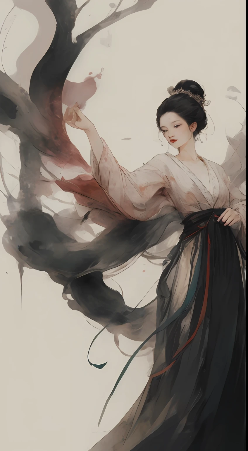 Official Art, Unified 8k Wallpapers, ((Hyperrealism) (Surrealism)), (3D), Ultra Detailed, Beautiful and Aesthetic, Masterpiece, Best Quality, (Zentangle, Tangle, Entangle), (Fractal Art: 0.5), (Full Body Character Design, Full Body: 0.3), 2girl, Detailed Eyes, (Delicate Skin, Diffused Skin Pores) (Long White Hair), No Shoulder Straps, Girl in Mecha Network Armor, Beautiful White Girl Cyborg, Weapon in hand, Chinese style, wide vision, black and white, martial arts, Chinese cyberpunk architecture, movie lighting, full body character design, full body: 0.3), China, (dream: 1), (silk: 1), sky with Chinese dragon, Chinese phoenix, (smile: 1.5), (Chinese deity),