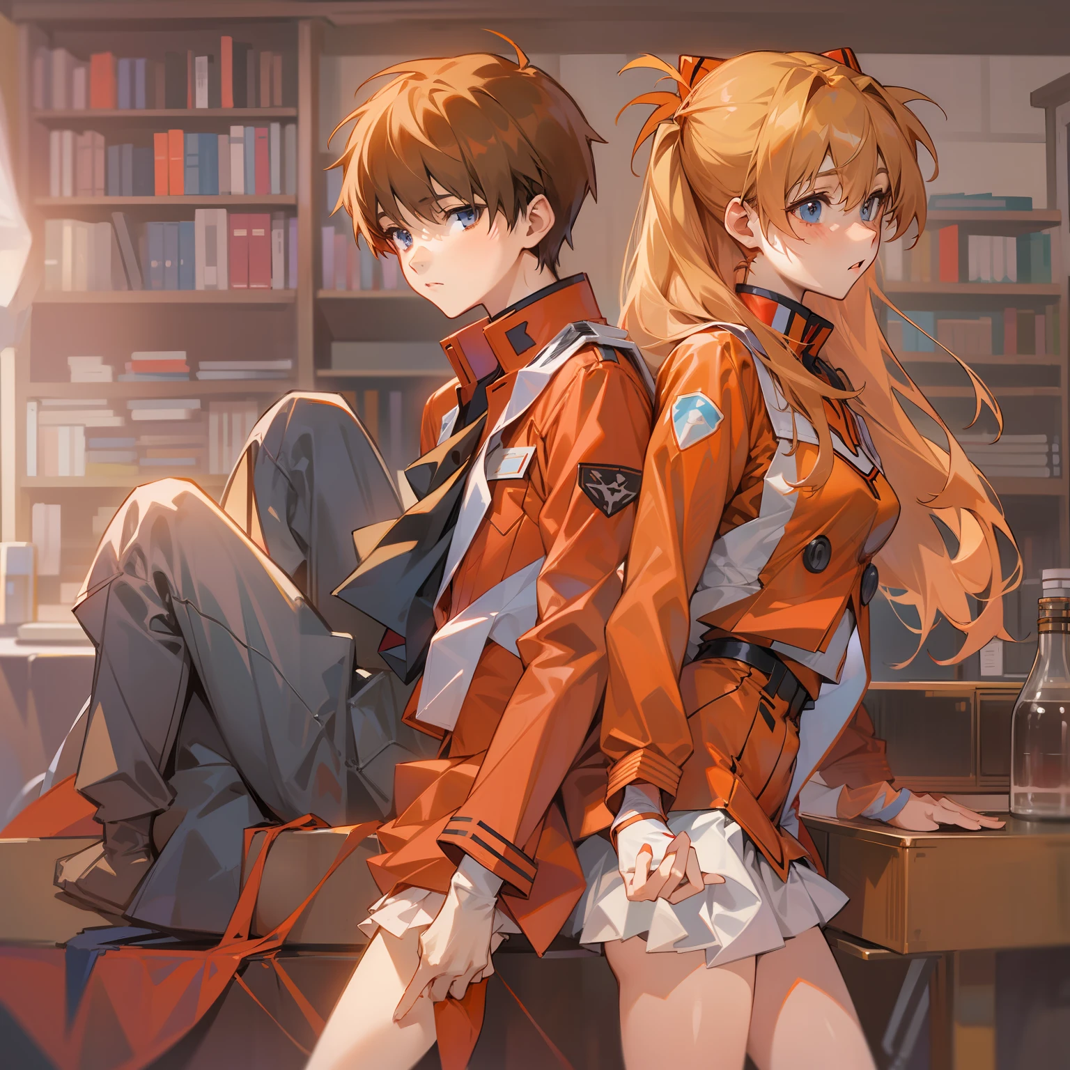 Highest Quality Asuka Langley and Shinji Ikari Uniform Student Couple。In a couple without height difference、Women are in the lead。