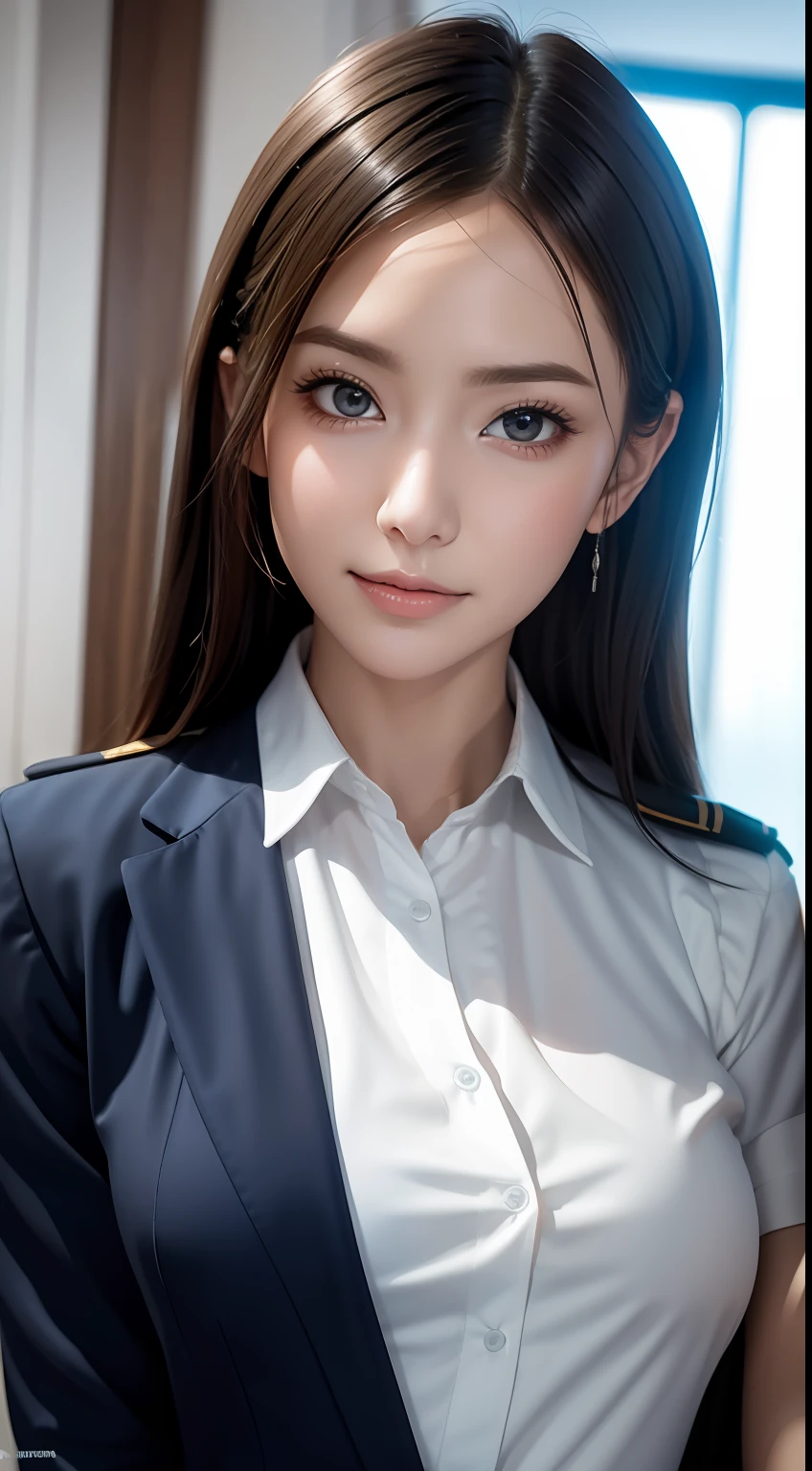 （RAW photos，HighestQuali），（dynamicposes)，Full body like，The uniform of a flight attendant，（realisticlying，realisticlying：1.3），HighestQuali，tmasterpiece，Very fine and beautiful，highly  detailed，CG，unified，2k wallpaper，Wonderful，beautifuldetails，tmasterpiece，HighestQuali，Extremely detailed Cg Unity 8K wallpaper，，