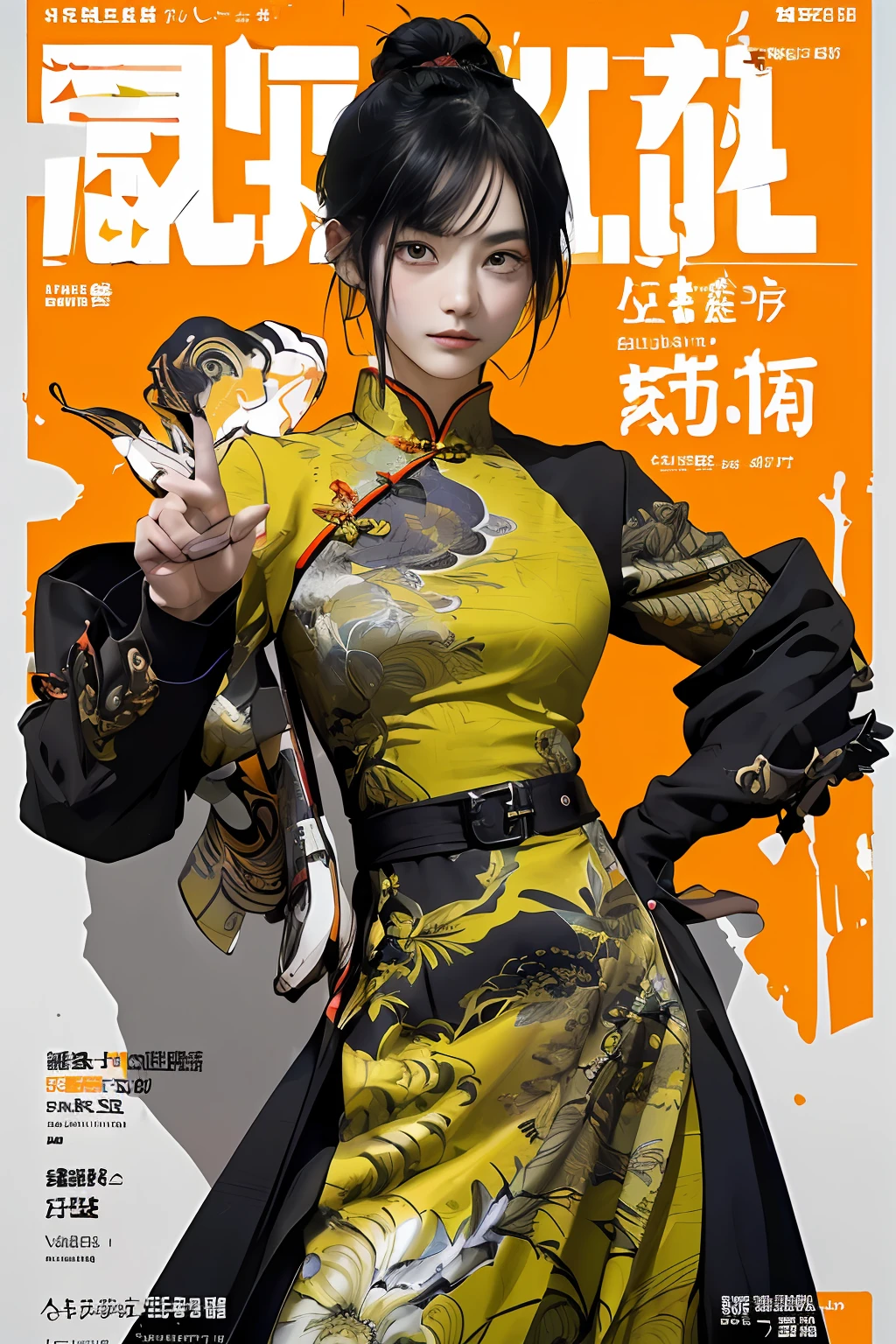 ((((Dramatic))), (((grittiness))), (((Intense))) The movie poster features a young woman as the central character。She stands confidently in the center of the poster,Wear Chinese warrior clothing,with a determined expression on her face。The background is dark and gritty,There is a sense of danger and a strong feeling。The text is bold and eye-catching,With catchy slogans,Adds to the overall drama and excitement,Dotted with bright colors,Make the poster dynamic and visually striking,tachi-e (Magazines:1.3), (Cover-style:1.3), Fashionab, woman, vibrant, Outfit, posing on a, Front,rich colourful,dyna,Background with,Chinese elements,self-assured,Expressing the,halter,statement,Attachment,A majestic,coil,Runt,Touching pubic area,Scenes,text,Cover of a,boldness,attention-grabbing,