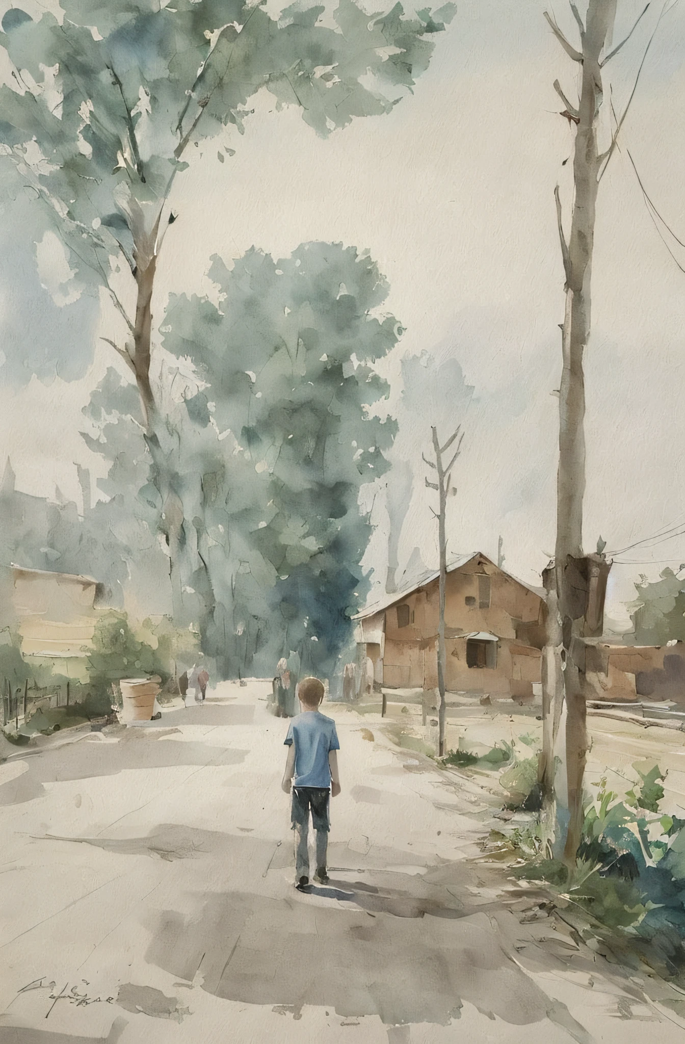Ink painting, 1 boy, masterpiece, the best work, hazy