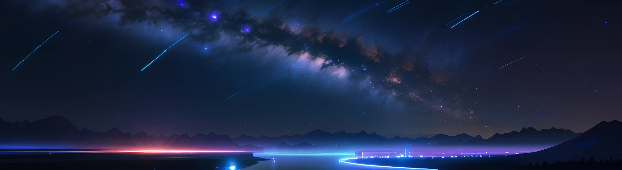 kosmos，Galaxy River，digital art widescreen 8 k，cosmos sem fim no fundo,Cosmos Sky. By Makoto Shinkai, jessica rossier fantasy art, highly detailed surreal vfx, tracingstar trails,