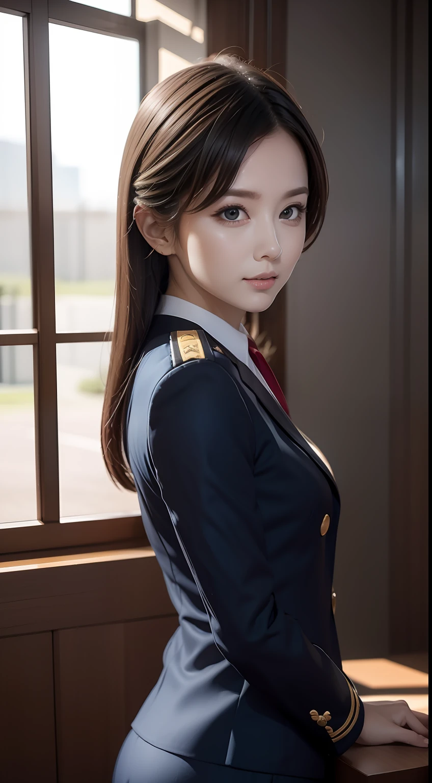 （RAW photos，HighestQuali），（dynamicposes)，Full body like，The uniform of a flight attendant，（realisticlying，realisticlying：1.3），HighestQuali，tmasterpiece，Very fine and beautiful，highly  detailed，CG，unified，2k wallpaper，Wonderful，beautifuldetails，tmasterpiece，HighestQuali，Extremely detailed Cg Unity 8K wallpaper，，