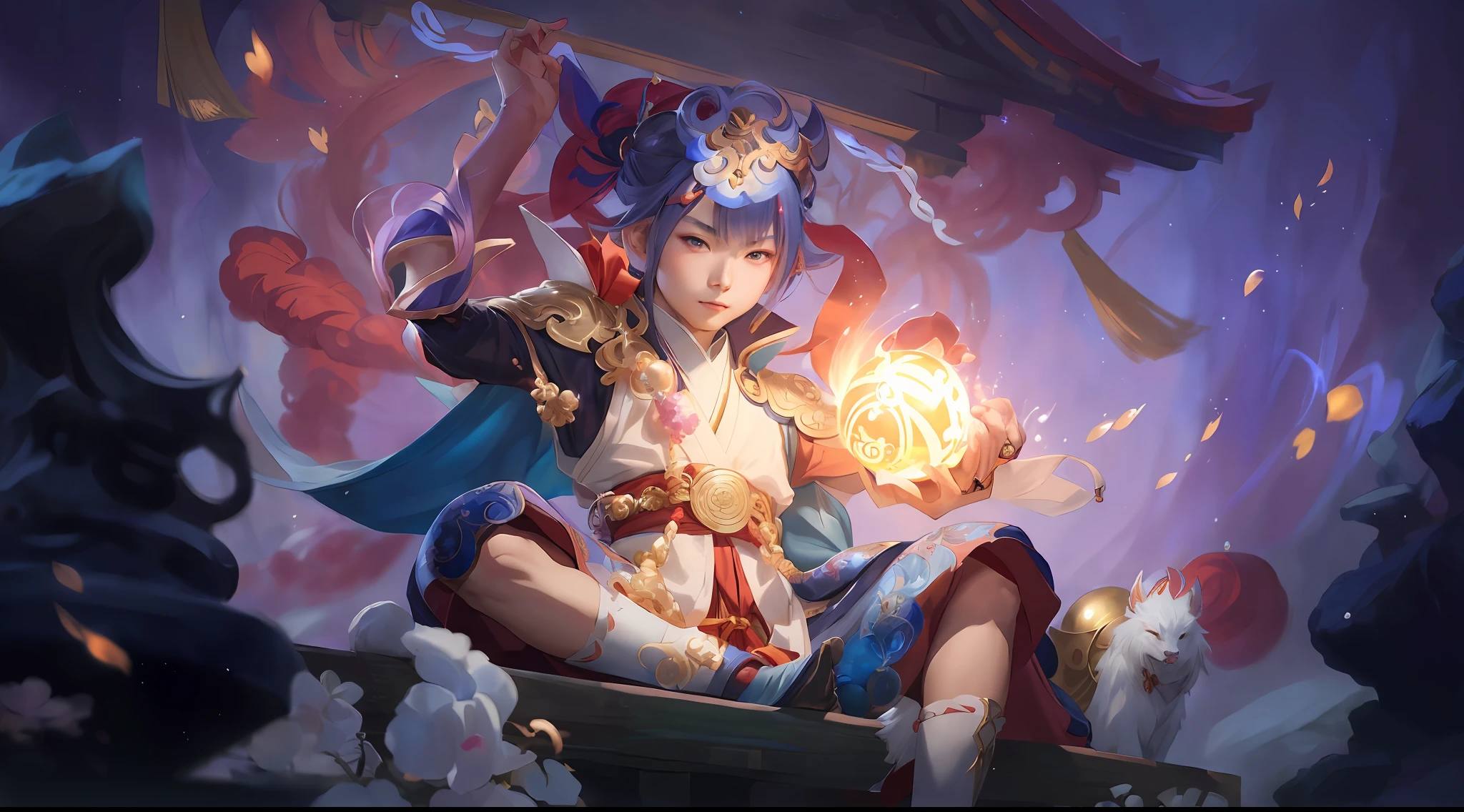 anime boy with a magic ball in her hand, onmyoji detailed art, full art, zenra taliyah, ig model | artgerm, splash art anime, g liulian art style, yun ling, extremely detailed artgerm, by Yang J, official splash art, li zixin