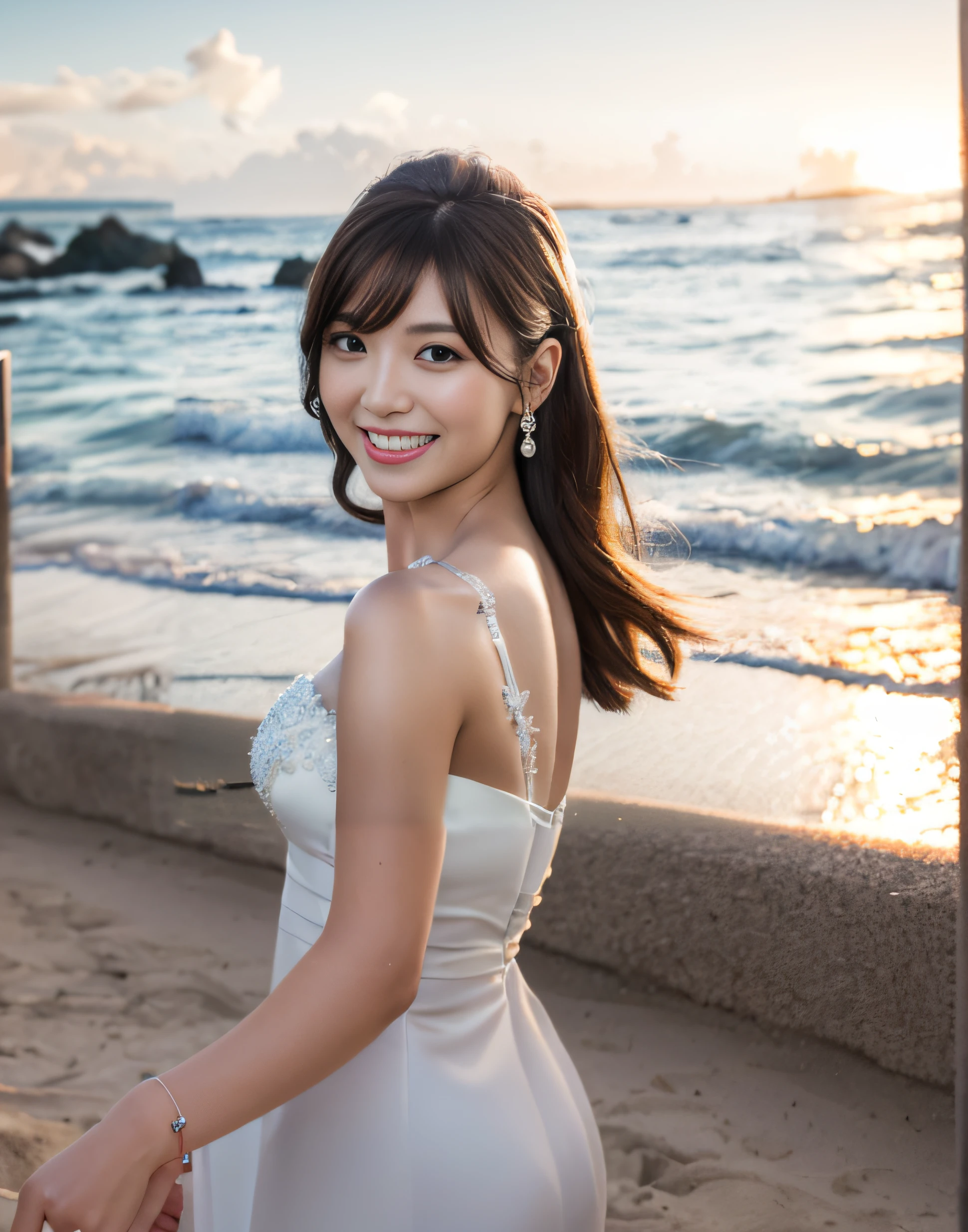 Asian woman in alafed dress on beach near sea, 奈良美智, chiho, deayami kojima, posing on a beach with the ocean, Chiho Aoshima, Rin, portrait of mayuri shiina, Ayami Kojima Amano, hanekawa tsubasa, Shot with Canon EOA 6 D Mark II