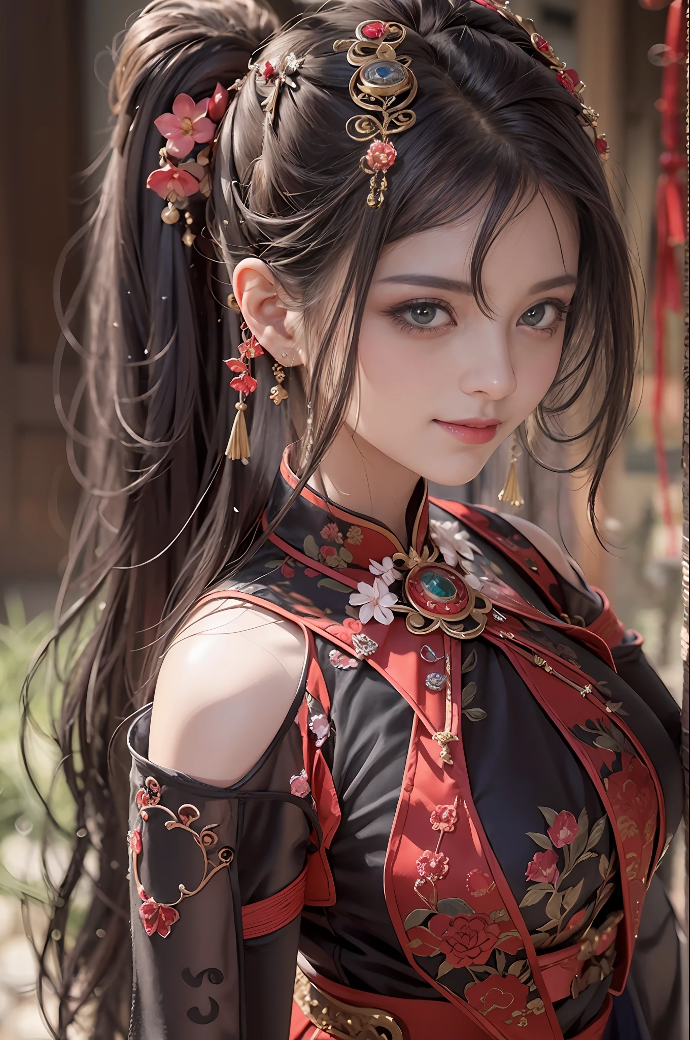 UHD, Masterpiece, High Quality, High Detail, Top Quality, Hi-Res, HD, 16k, 8k, 4K, Award-Winning BREAk, Surrealism, Realism, Depth of Field, Cinematic Lighting, Backlight, Symmetry, Bokeh, f/1.8, Eye Level Shot, 35mm, Hasselblad, Very Delicate and Beautiful, Very Detailed, Amazing, Fine Detail, Masterpiece, Best Quality, Official Art, Absurd, Incredibly ridiculous, Huge file size, Ultra detailed, High Definition, Very detailed, Beautiful detailed girl, (Cowboy Shot: 1.25), Break, Hair behind the ears, Happy tears, Flowing tears, (Serious smile: 1.35), Very detailed eyes and face, Beautiful detailed eyes, Face light, 18 years old, (Red luxury cheongsam: 1.3), (Fantasy themed clothes: 1.3), Detailed clothes, (black long straight hairstyle: 1.2), detailed hair, (slender: 1.15), (huge breasts: 1.25), perfect anatomy, perfect proportions, (Ancient Chinese room background: 1.25), detailed background, (looking at the viewer, facing the viewer: 1.15), (seductive model pose, spreading the legs, leaning forward, hands between the legs, from below, low angle: 1.25), ancient Chinese chamber light, sword, Japan sword, sword, samurai,