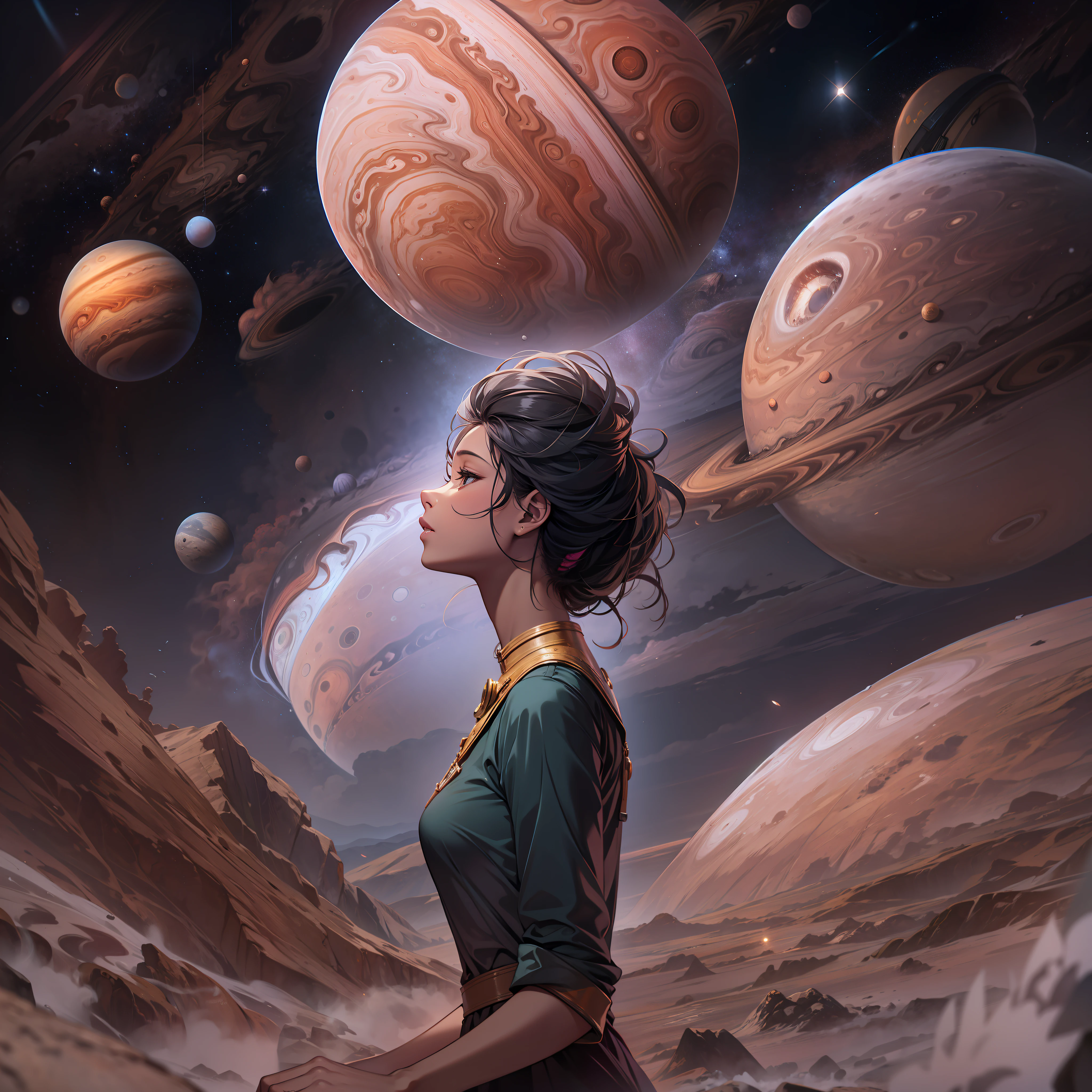 A woman dreaming of living on Jupiter