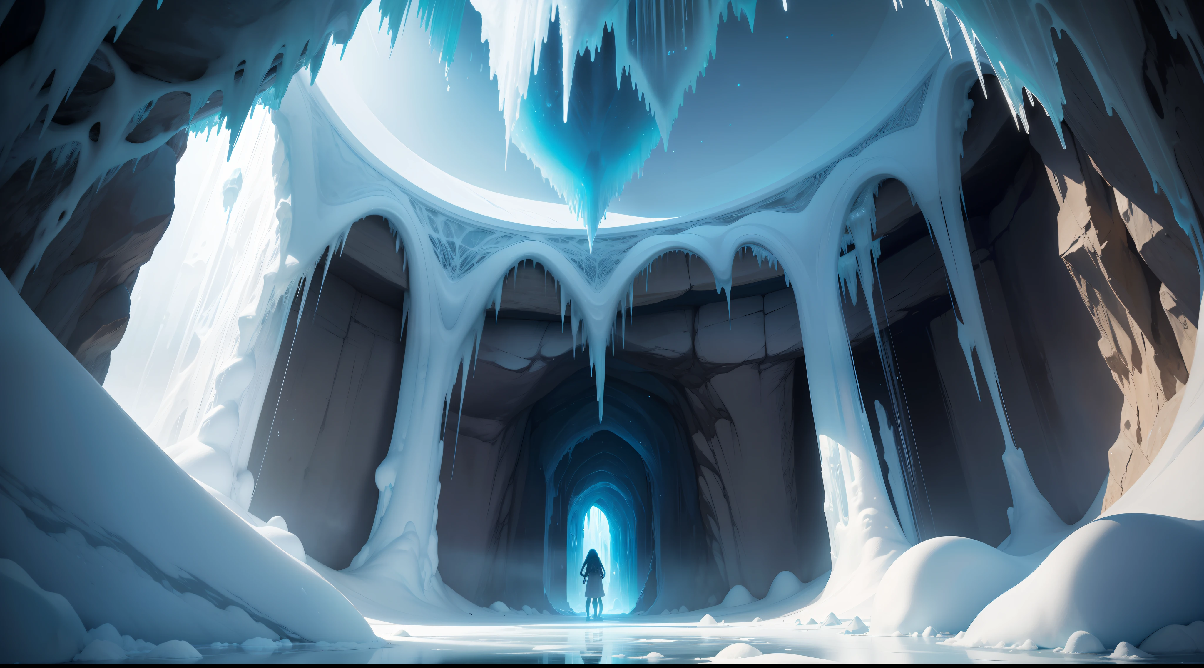 In the heart of a remote, frozen wilderness, hidden beneath a blanket of snow and ice, lies an awe-inspiring wonder - the Ice Cave of Solitude. A mesmerizing realm where nature's artistry takes center stage, casting an enchanting spell upon all who dare to venture within.
As you approach the entrance, towering icicles hang like glistening chandeliers, refracting sunlight into a dazzling display of blues and purples. The cave's mouth, framed by ancient, frost-covered boulders, beckons you forward with an alluring, icy embrace.
Stepping inside, a hushed serenity envelops you, as if time itself holds its breath in reverence of the wondrous sight. The walls are adorned with intricate ice formations, carved over millennia by the gradual dance of water and cold. Delicate stalactites hang from the ceiling, resembling crystalline daggers frozen in mid-fall.
The floor beneath your feet is a mosaic of polished ice, reflecting a myriad of colors from the ethereal light filtering through the cave's ceiling. Occasional cracks and crevasses reveal the tranquil stream that meanders through the icy labyrinth, creating a soft symphony of trickling water.
As you journey deeper into the heart of the cave, a breathtaking sight awaits you. A majestic ice waterfall, standing tall like a frozen monument, captures your attention. The water droplets from the cascading fall have been frozen in time, suspended in their journey as if caught by a master sculptor mid-motion.
In this icy sanctuary, you'll find a profound sense of peace and harmony with nature. The play of light and shadow, the soothing whispers of the frozen stream, and the sheer magnificence of the crystalline formations will leave you in awe. It is a sanctuary where time seems to slow, and you can momentarily forget the outside world, becoming one with the frozen wonders of this ethereal ice cave.