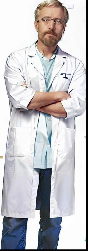 a close up of a man in a lab coat standing with his arms crossed, wearing lab coat, wearing a lab coat, wearing a labcoat, with a lab coat, wearing a white lab coat, lab coat and tee shirt, labcoat, doctor, lab coat, wearing lab coat and a blouse, wearing lab coat and glasses, white lab coat, labcoats