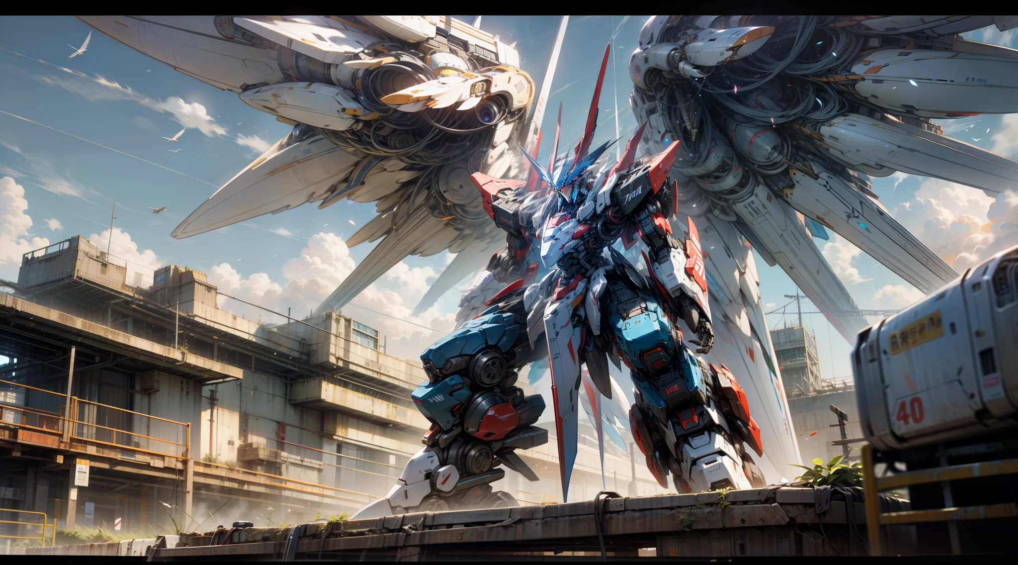 Giant mecha god robot,Double mechanical wings,Skysky,Technologie,A detailed,4k