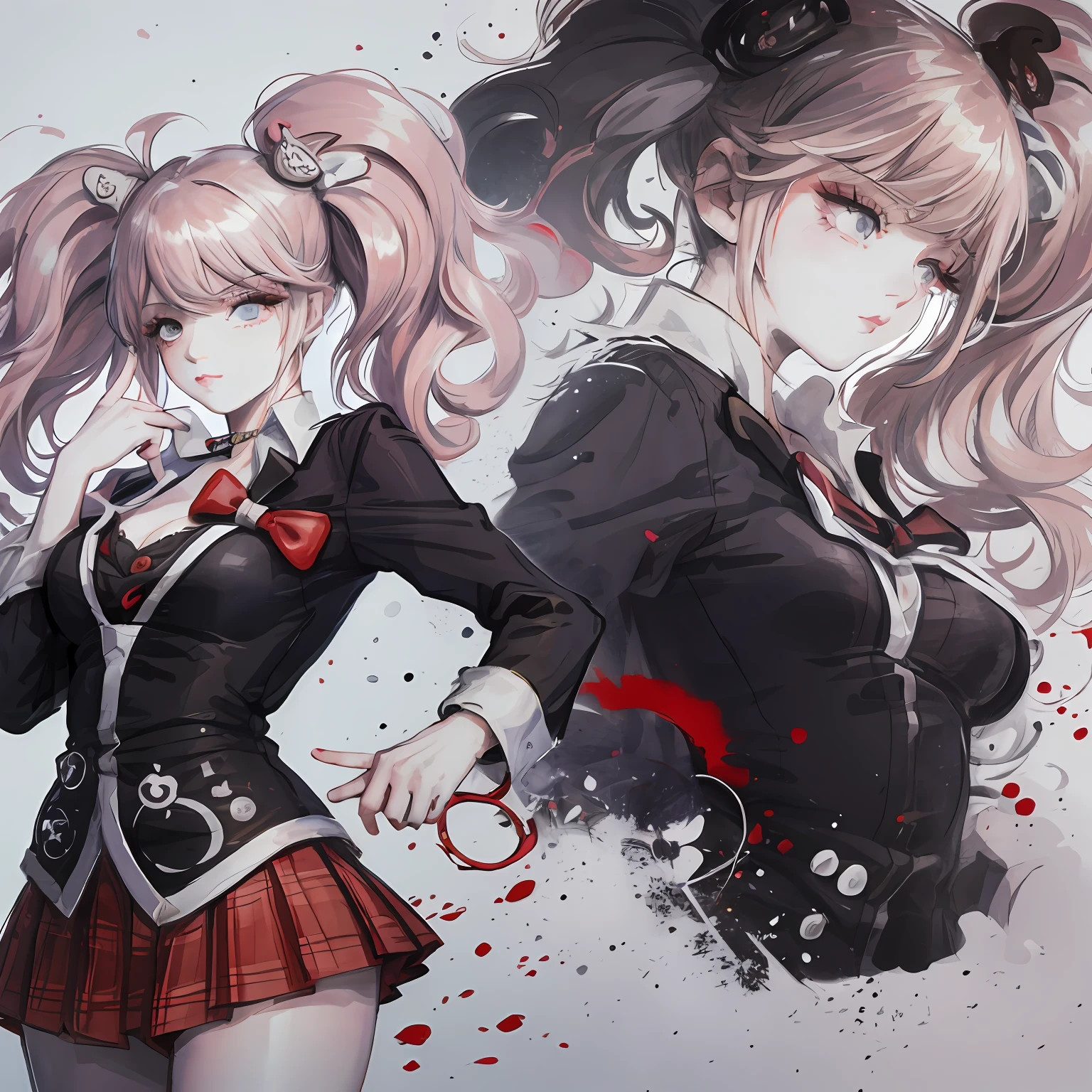 Junko Enoshima, genshin impact, anime wallpaper, 4K, quality, colorful background, watercolor