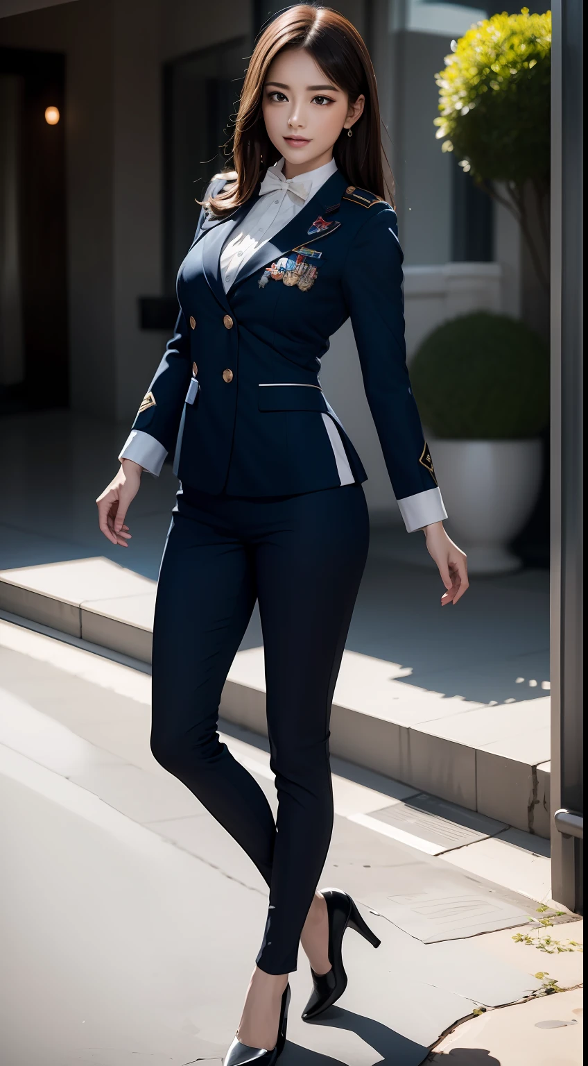 （RAW photos，HighestQuali），（dynamicposes)，Full body like，The uniform of a flight attendant，（realisticlying，realisticlying：1.3），HighestQuali，tmasterpiece，Very fine and beautiful，highly  detailed，CG，unified，2k wallpaper，Wonderful，beautifuldetails，tmasterpiece，HighestQuali，Extremely detailed Cg Unity 8K wallpaper，，